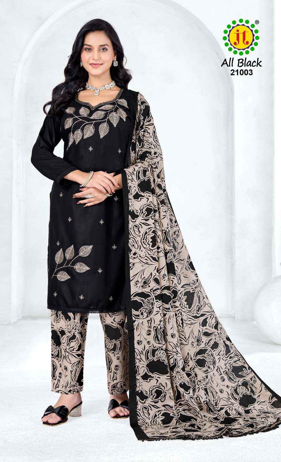 Jt All Black Vol 21 Rayon Dress Material 5 pcs Catalogue