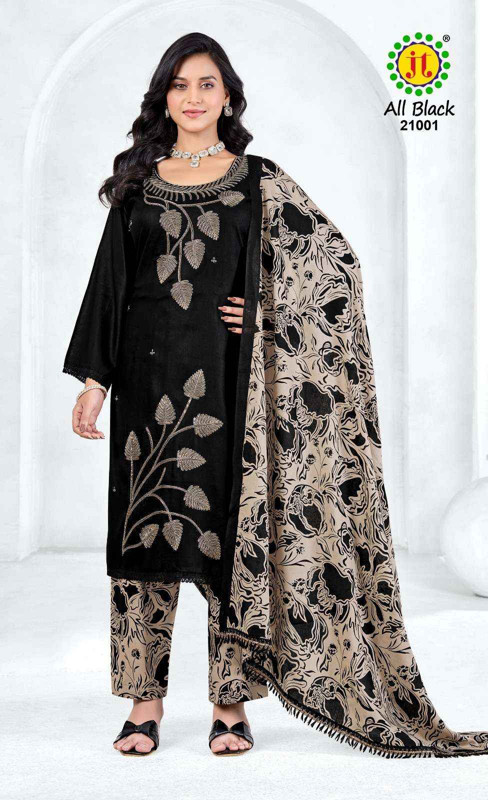 Jt All Black Vol 21 Rayon Dress Material 5 pcs Catalogue