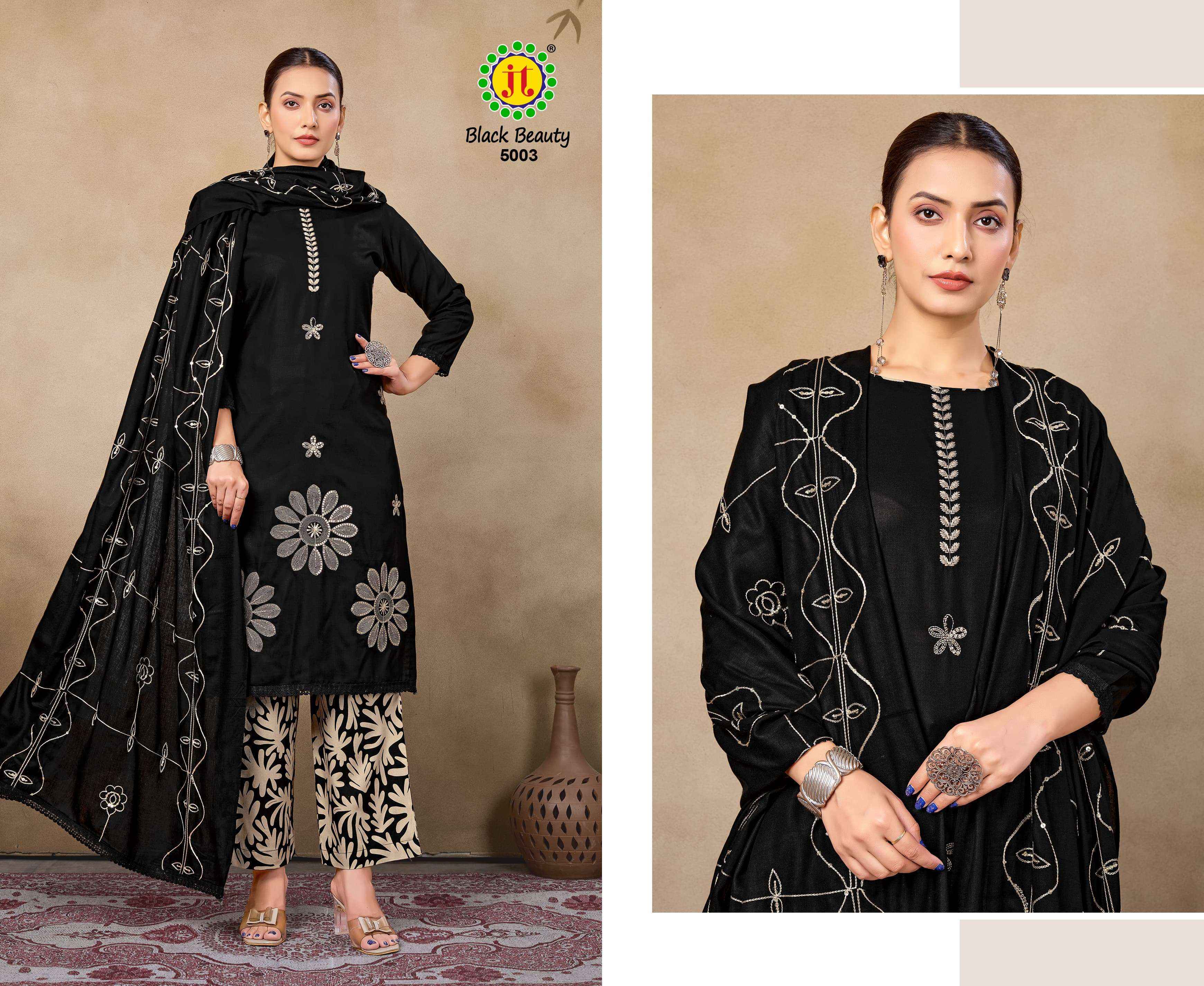 Jt Black Beauty Vol 5 Rayon Dress Material 5 pcs Catalogue