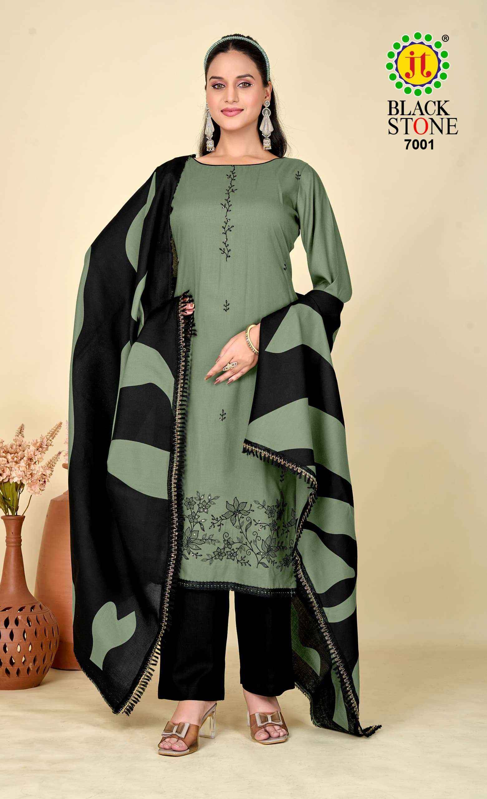 Jt Black Stone Vol 7 Rayon Dress Material 5 pcs Catalogue