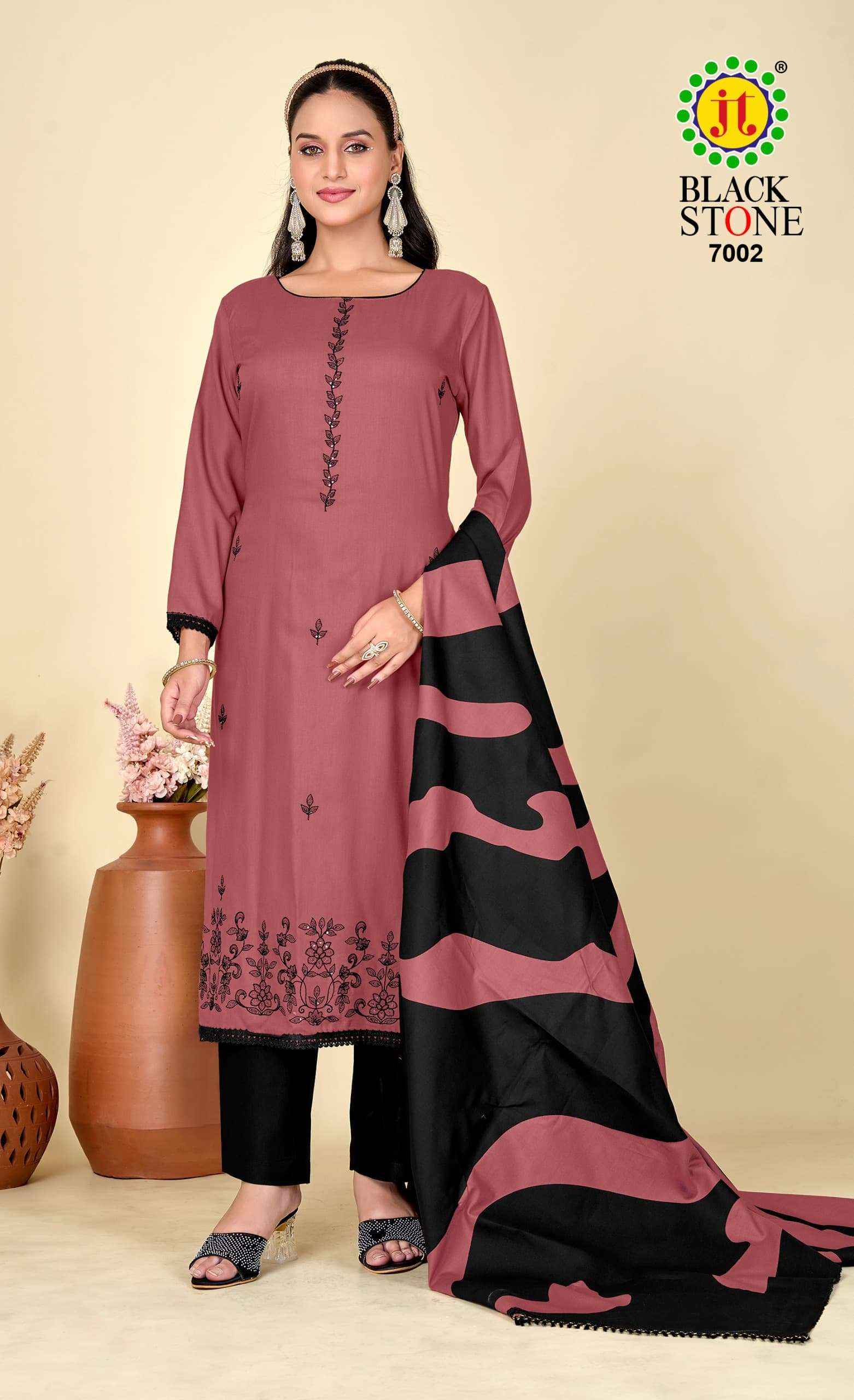 Jt Black Stone Vol 7 Rayon Dress Material 5 pcs Catalogue