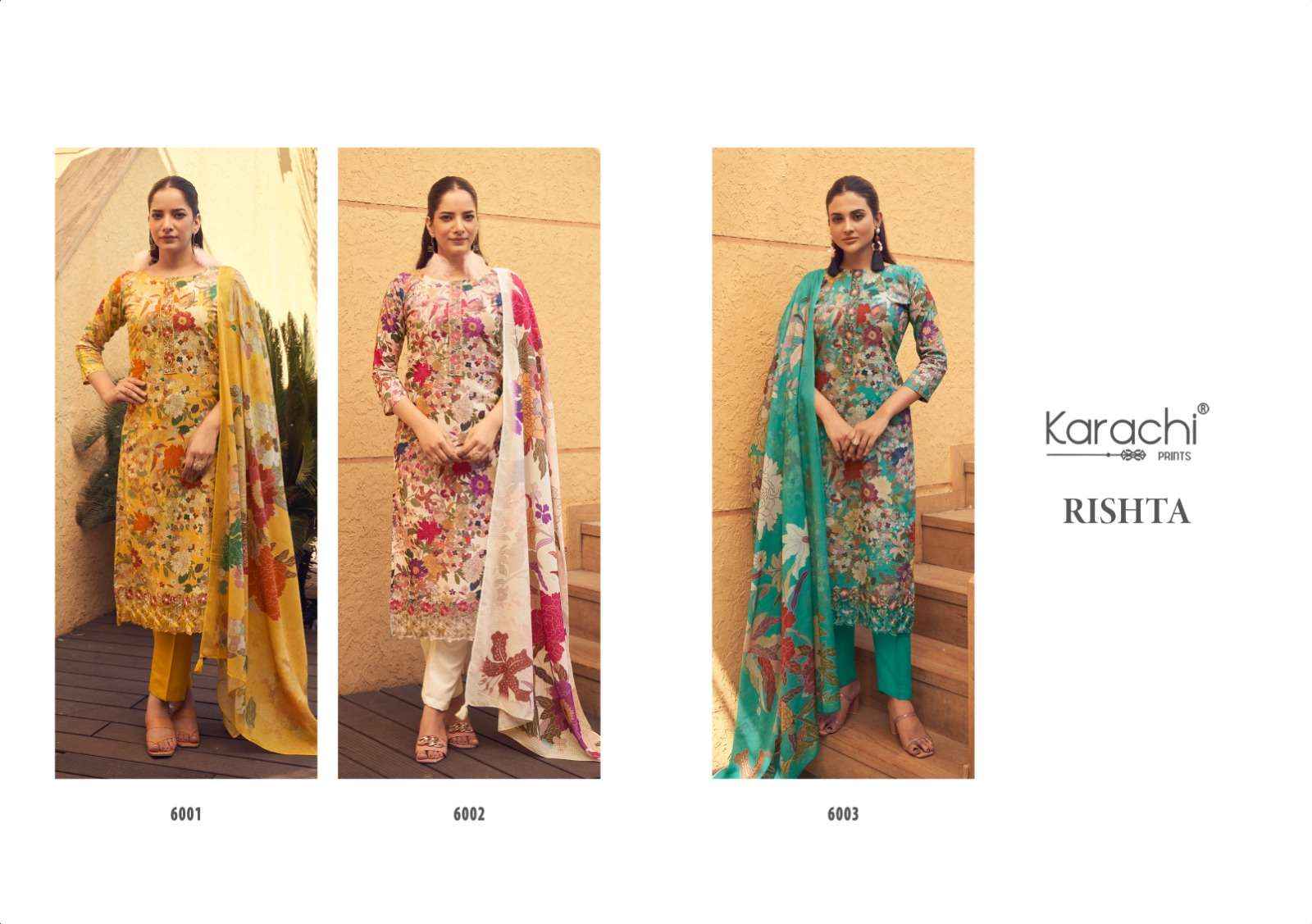 Karachi Prints Rishta Lawn Cotton Dress Material 3 pcs Catalogue