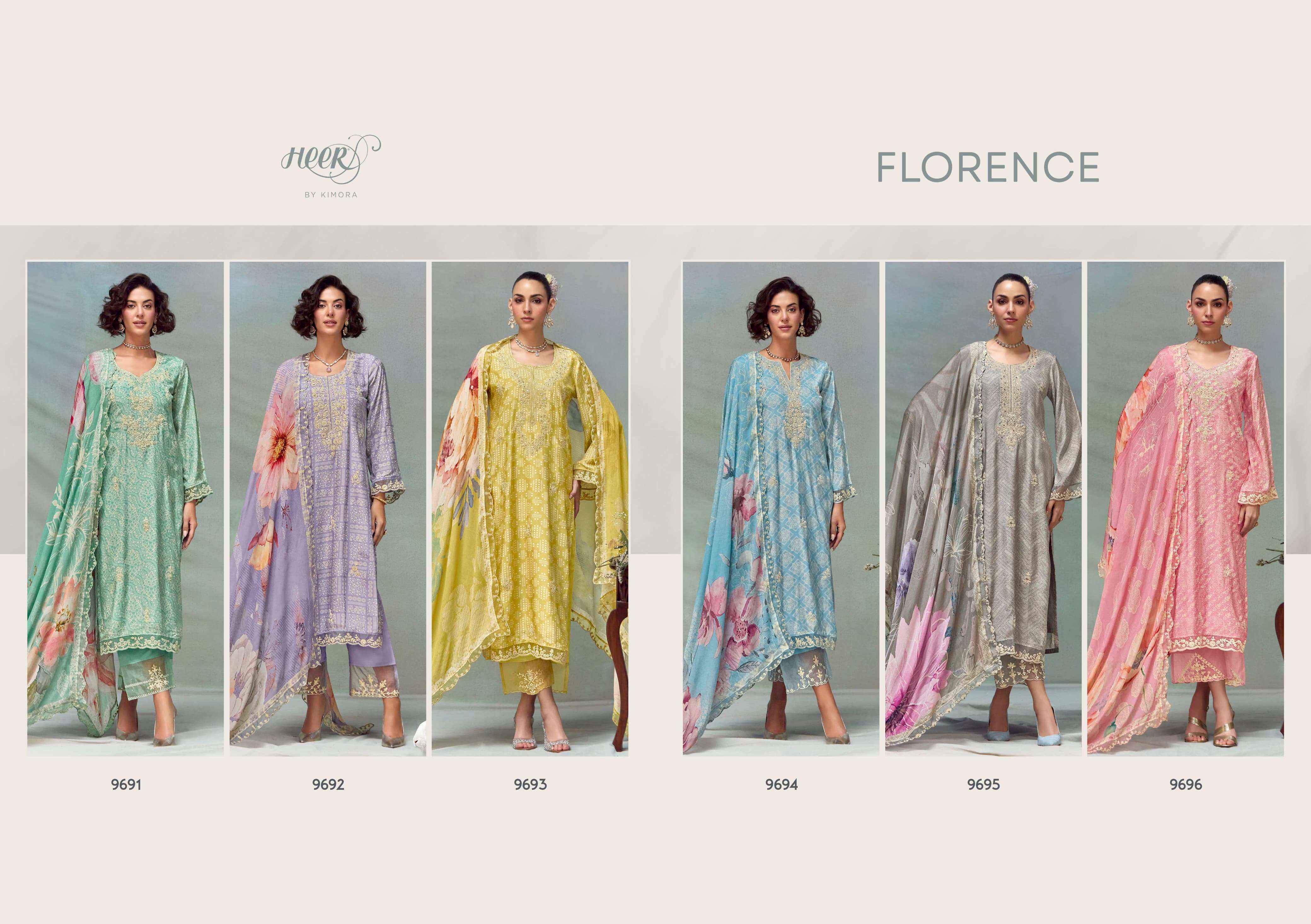 Kimora Heer Florence Vol 213 Musline Dress Material 6 pcs Catalogue