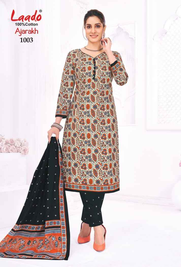 Laado Ajarakh Vol 1 Cotton Dress Material 10 Pcs Catalog