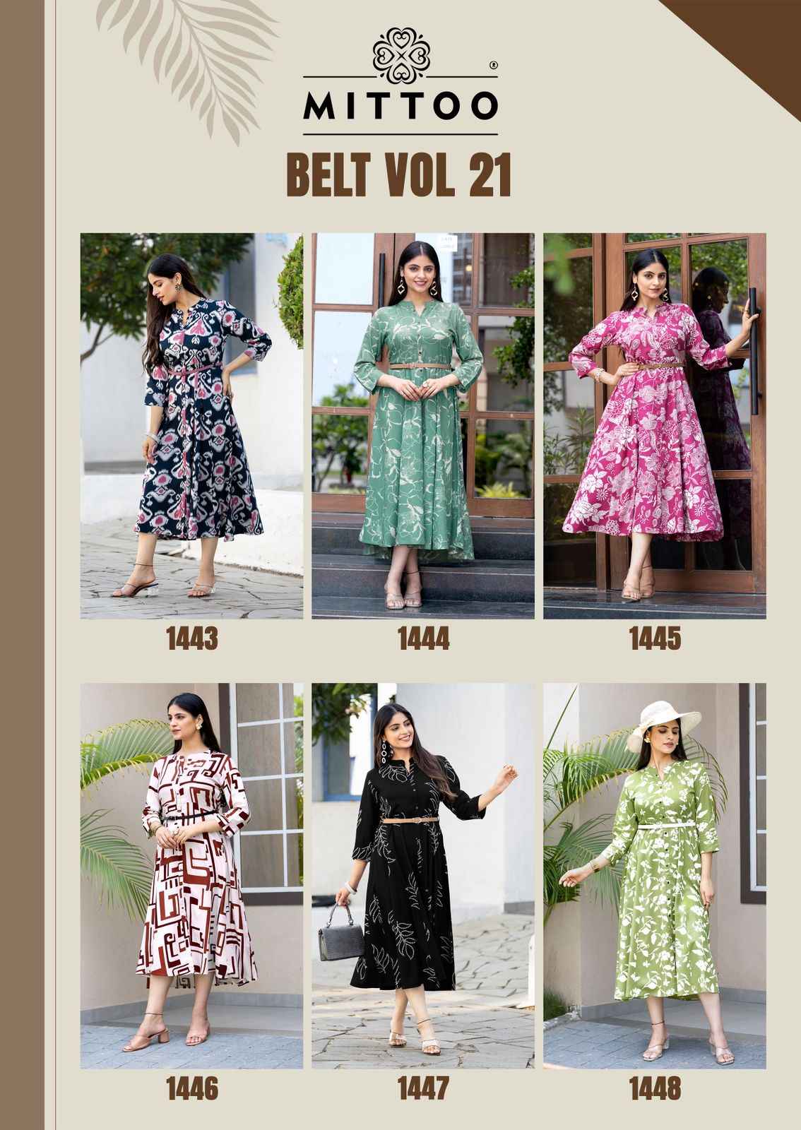 Mittoo Belt Vol 21 Rayon Kurti 6 pcs Catalogue