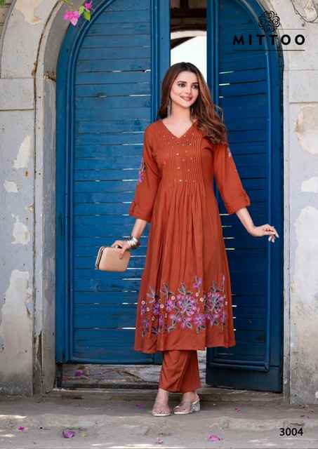 Mittoo Tanvika Rayon Kurti With Bottom 5 pcs Catalogue