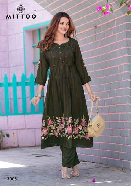 Mittoo Tanvika Rayon Kurti With Bottom 5 pcs Catalogue