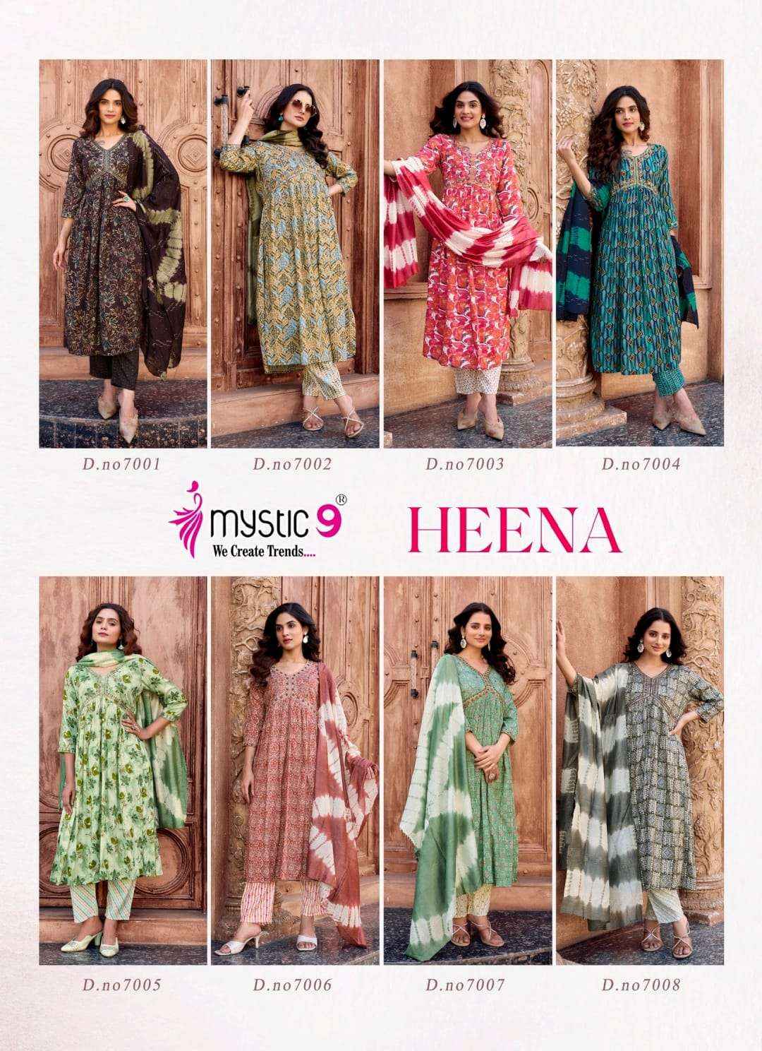 Mystic 9 Heena Vol 7 Rayon Kurti Combo 8 pcs Catalogue