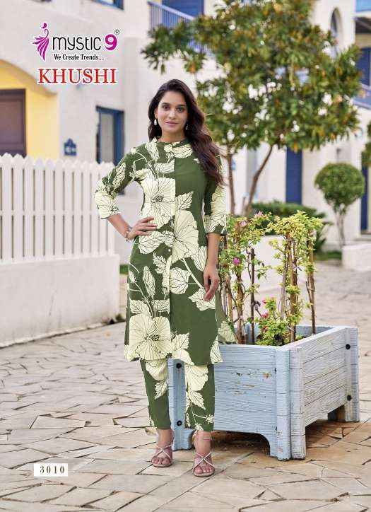 Mystic 9 Khushi Vol 3 Viscouse Kurti With Bottom 10 pcs Catalogue