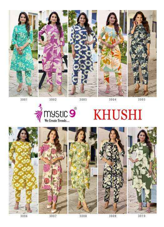 Mystic 9 Khushi Vol 3 Viscouse Kurti With Bottom 10 pcs Catalogue