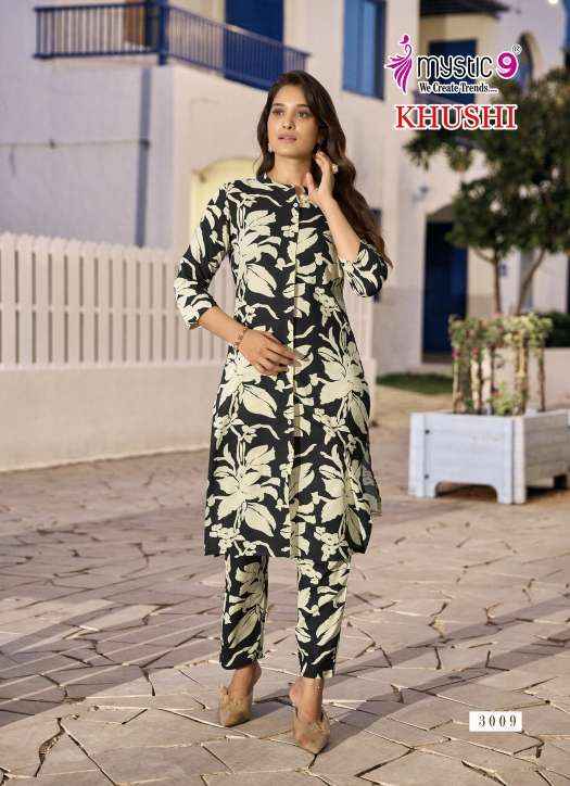Mystic 9 Khushi Vol 3 Viscouse Kurti With Bottom 10 pcs Catalogue