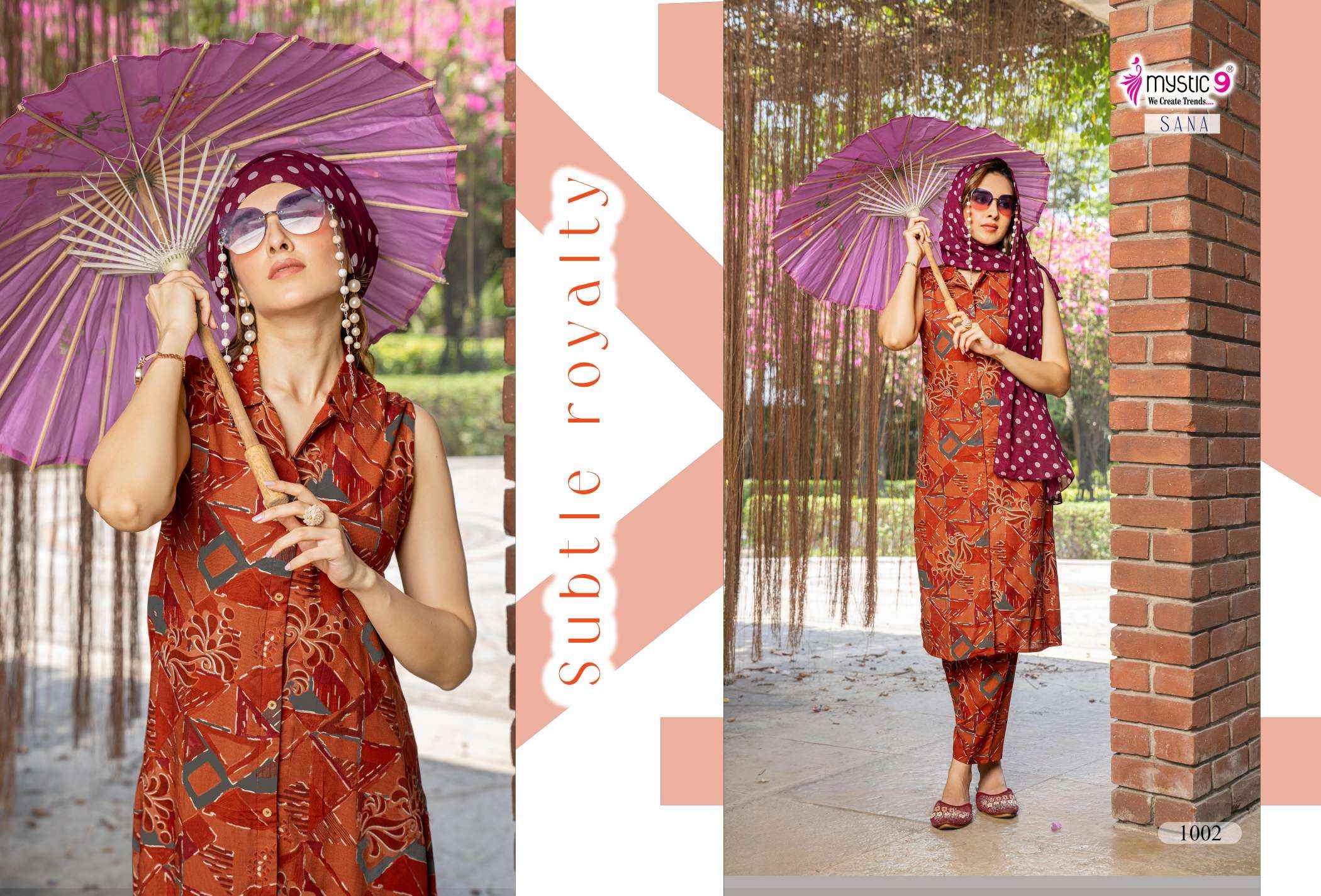 Mystic 9 Sana Vol 1 Rayon Kurti With Bottom Combo 10 pcs Catalogue
