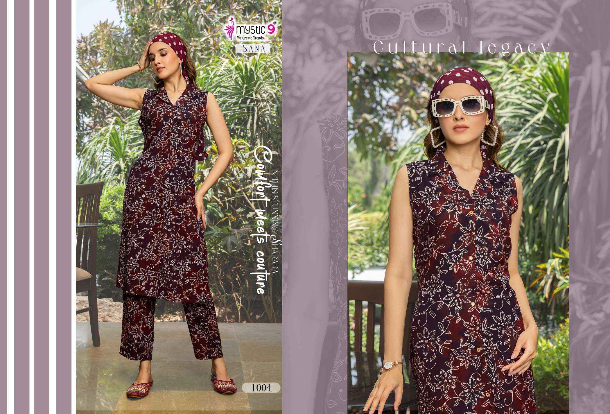 Mystic 9 Sana Vol 1 Rayon Kurti With Bottom Combo 10 pcs Catalogue