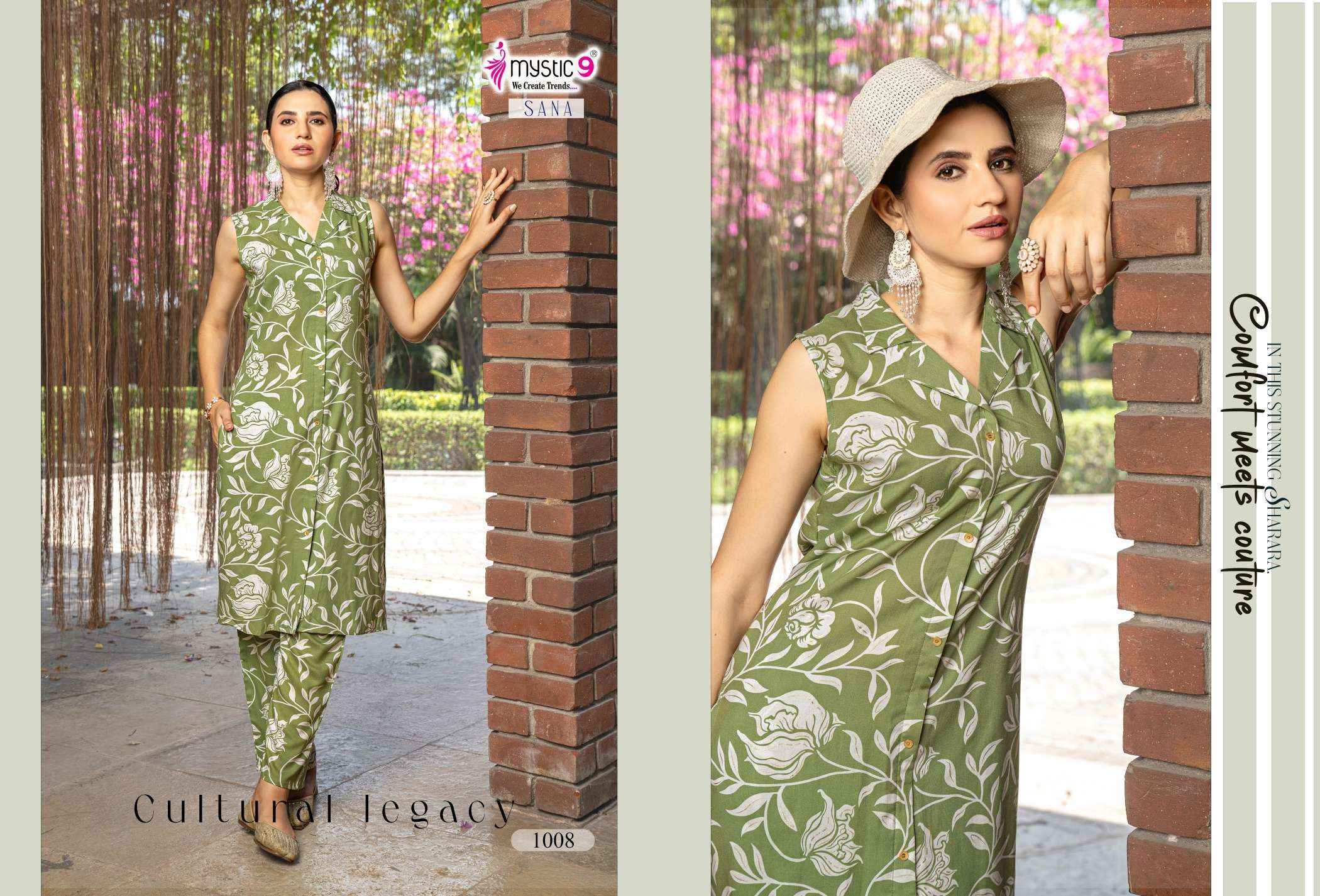 Mystic 9 Sana Vol 1 Rayon Kurti With Bottom Combo 10 pcs Catalogue