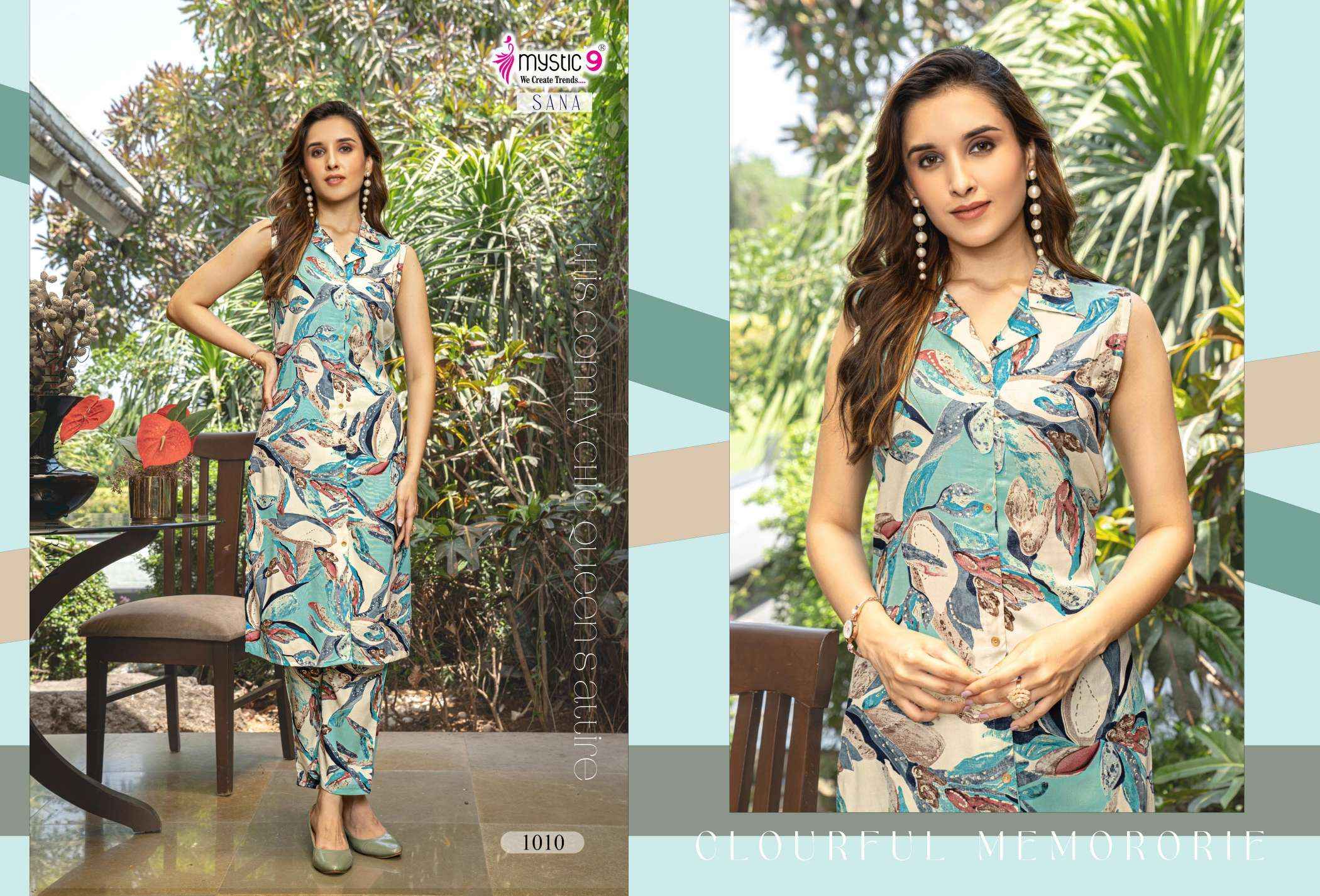 Mystic 9 Sana Vol 1 Rayon Kurti With Bottom Combo 10 pcs Catalogue