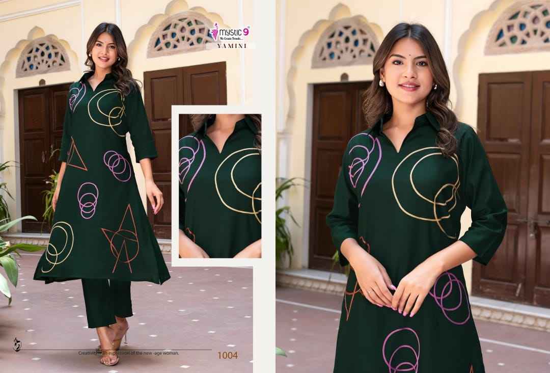 Mystic 9 Yamini Vol 1 Vertican Co Ord Set designer ladies kurtis