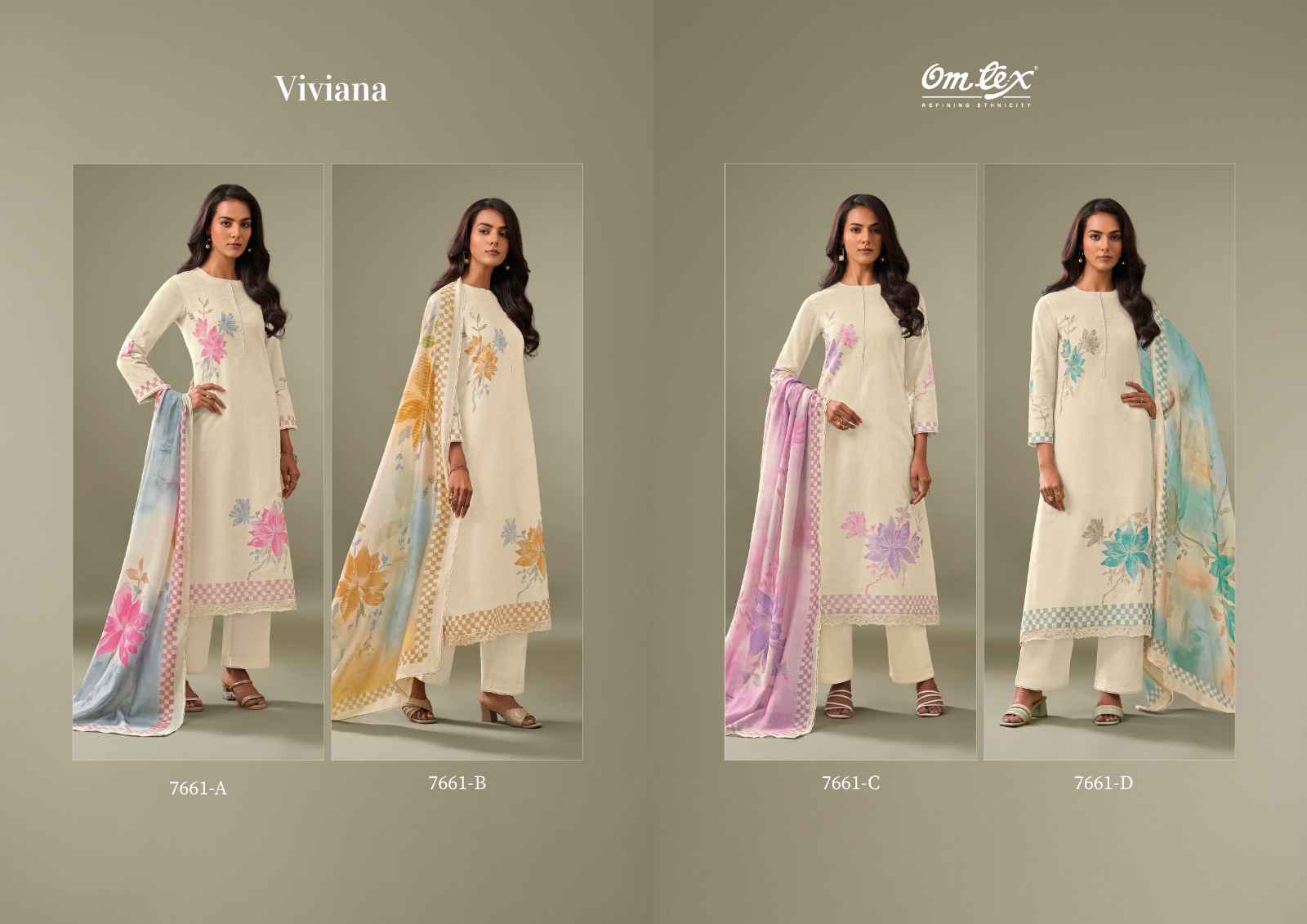Omtex Viviana Cotton Silk Dress Material 4 pcs Catalogue