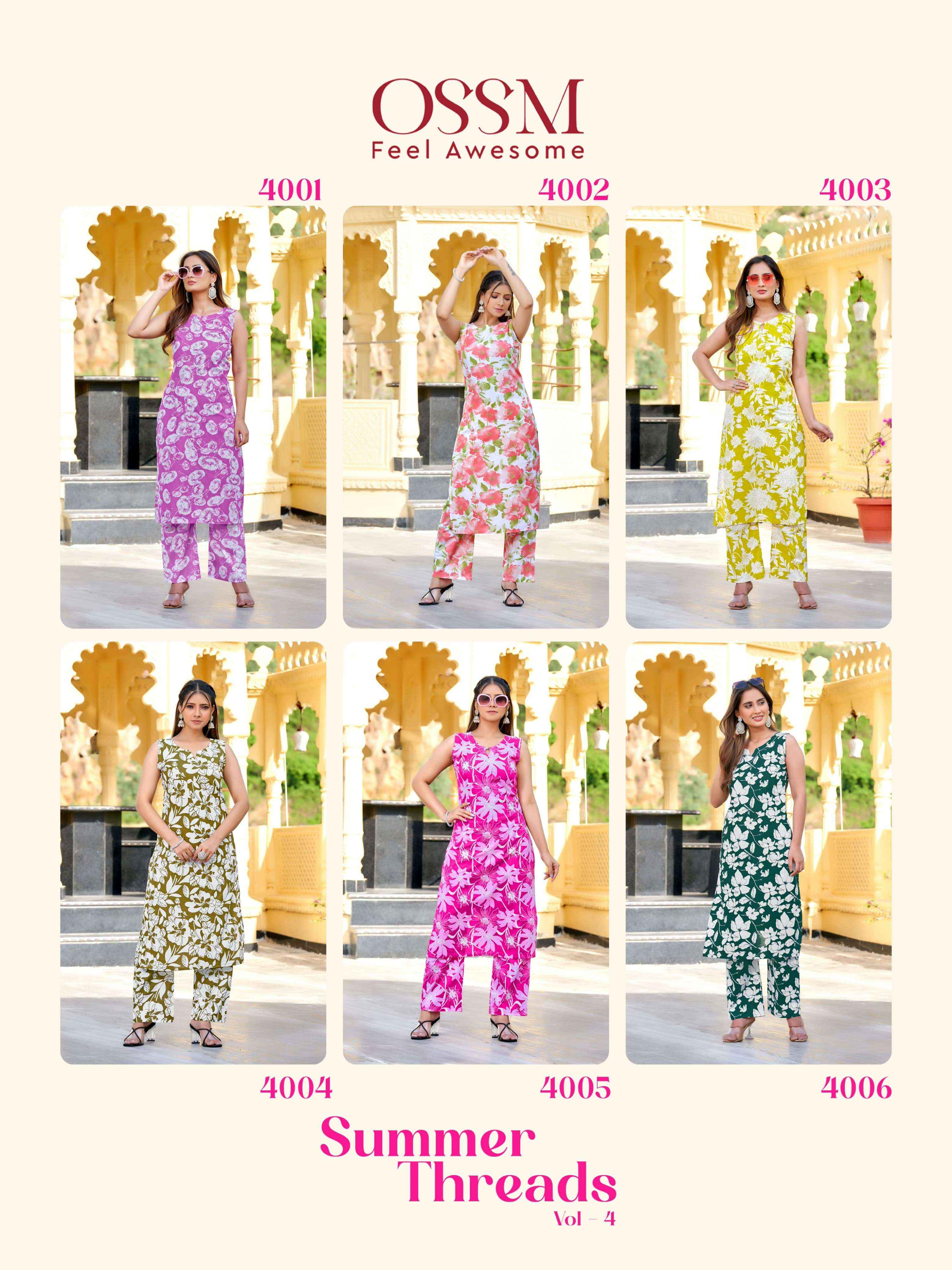 Ossm Summer Threads Vol 4 Cotton Co ord Set 6 pcs Catalogue