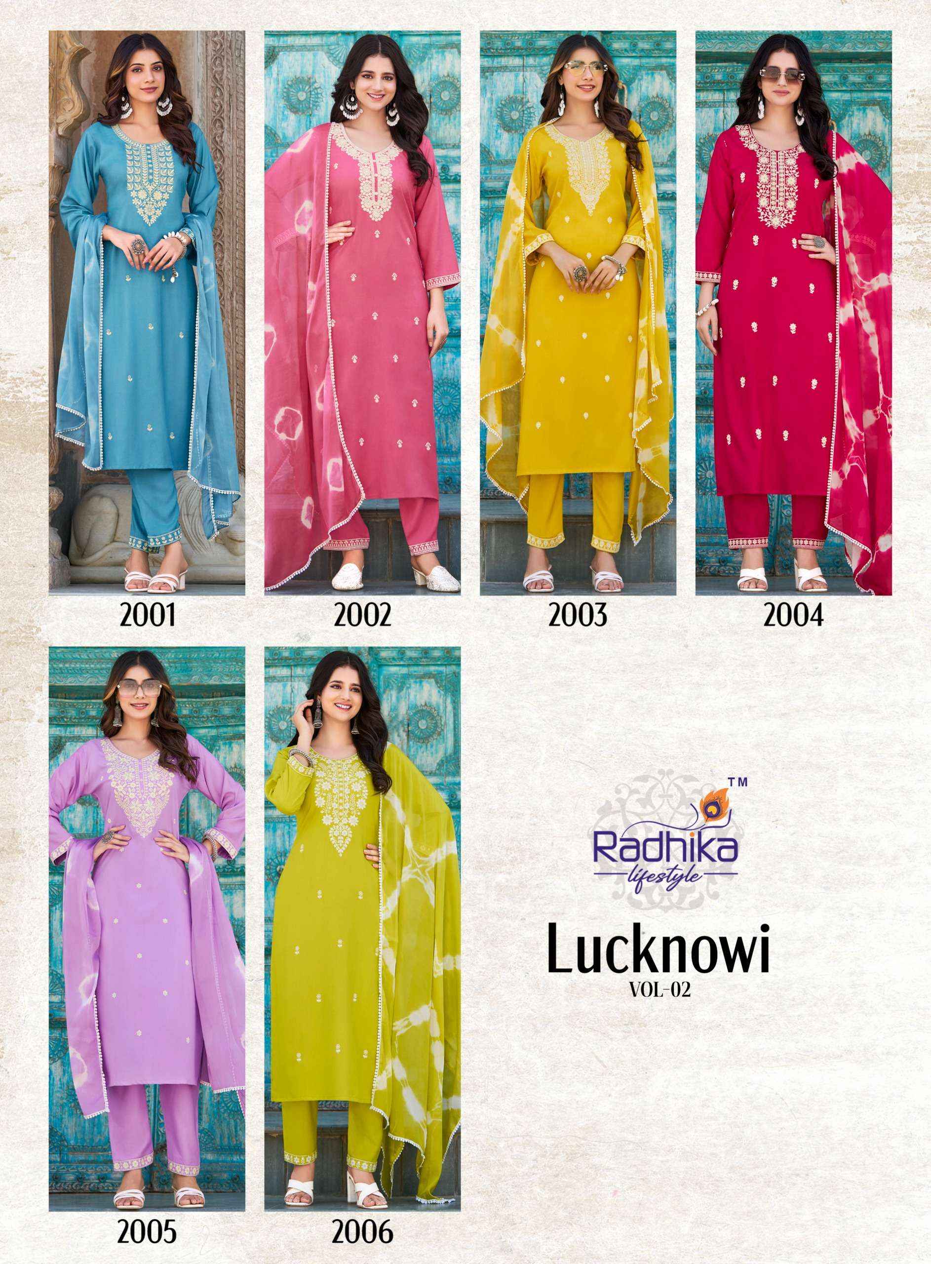 Radhika Lifestyle Lucknowi Vol 2 Rayon Kurti Combo 6 pcs Catalogue