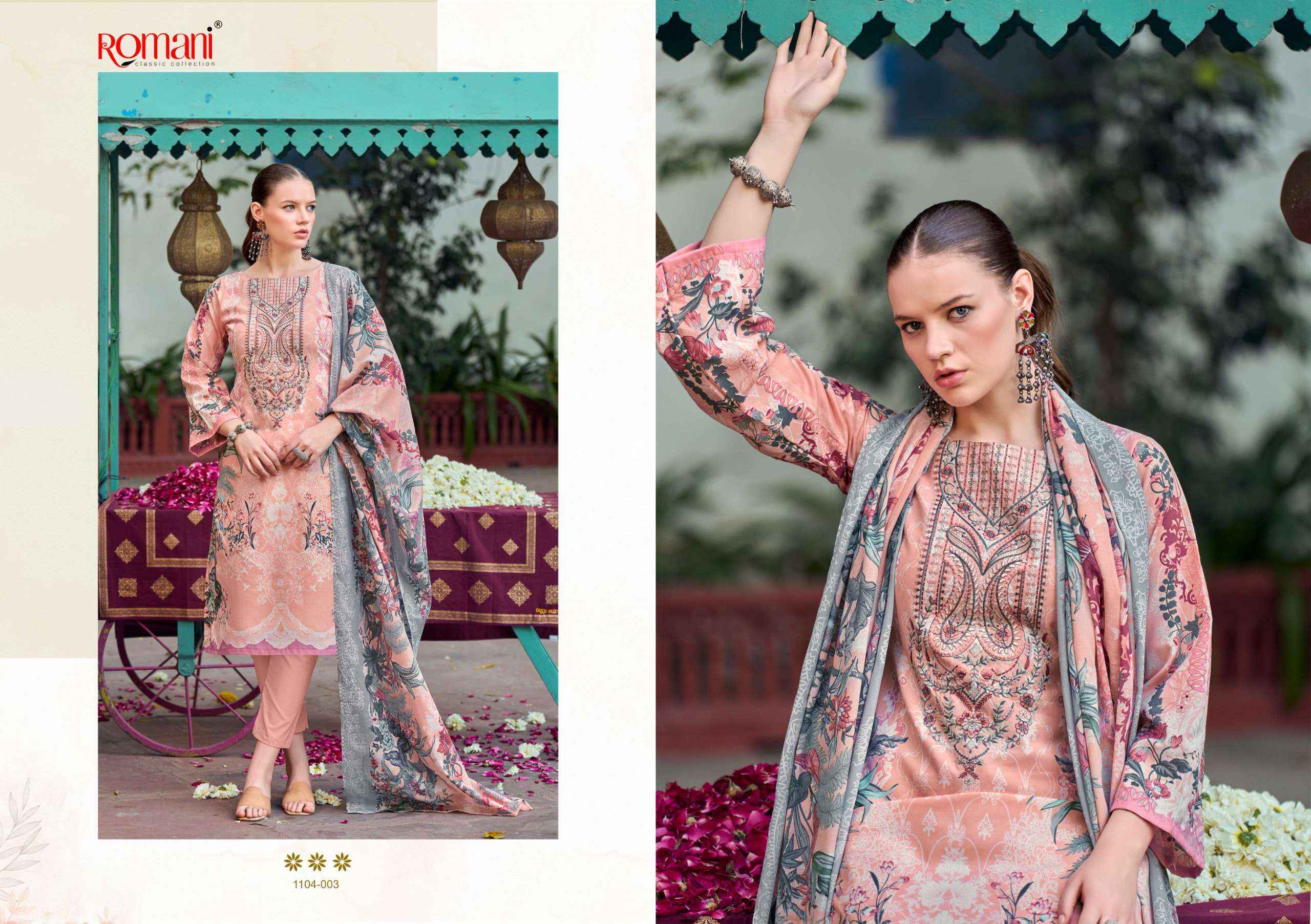 Romani Needle Wonder Cotton Dress Material 8 pcs Catalogue