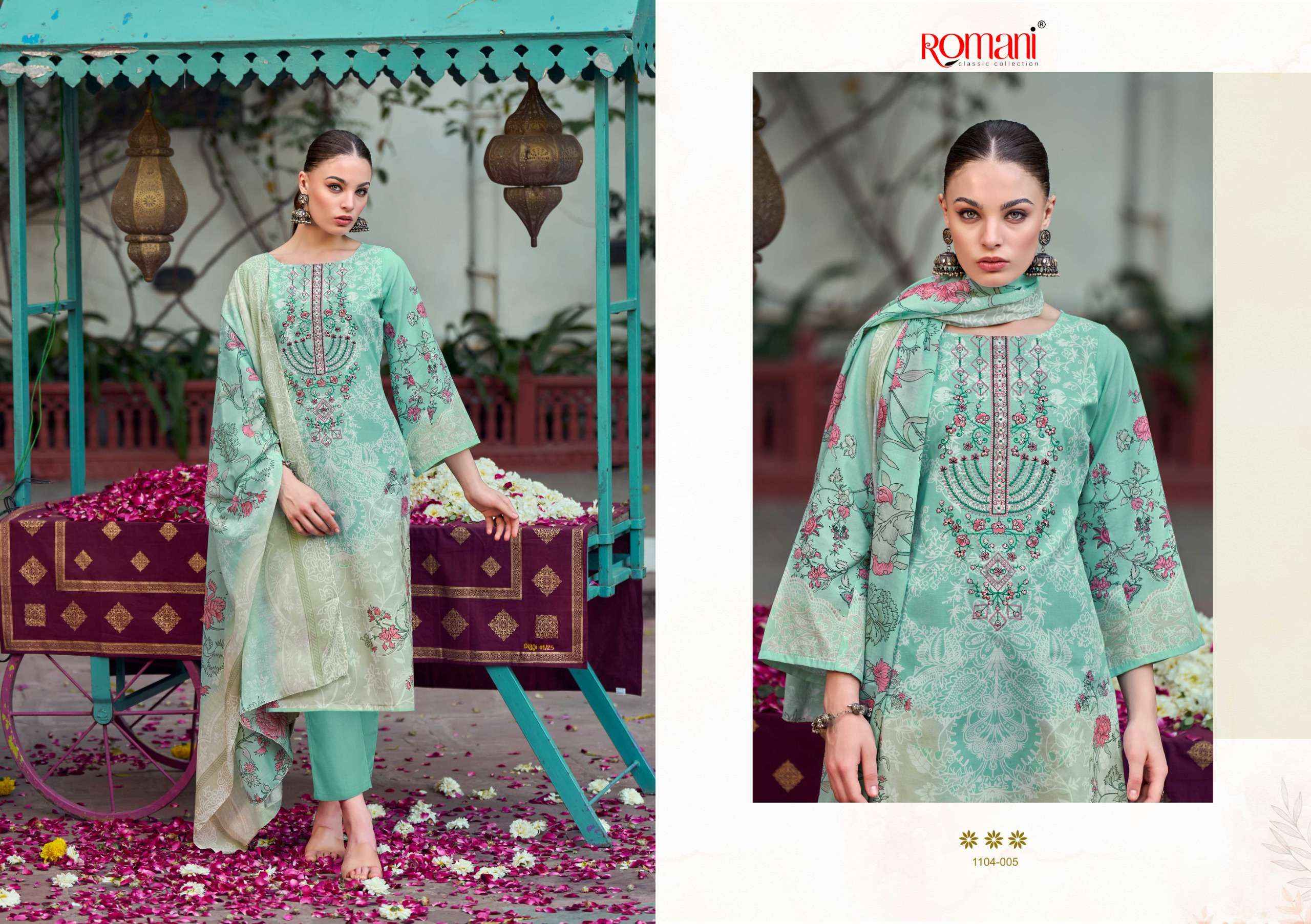 Romani Needle Wonder Cotton Dress Material 8 pcs Catalogue