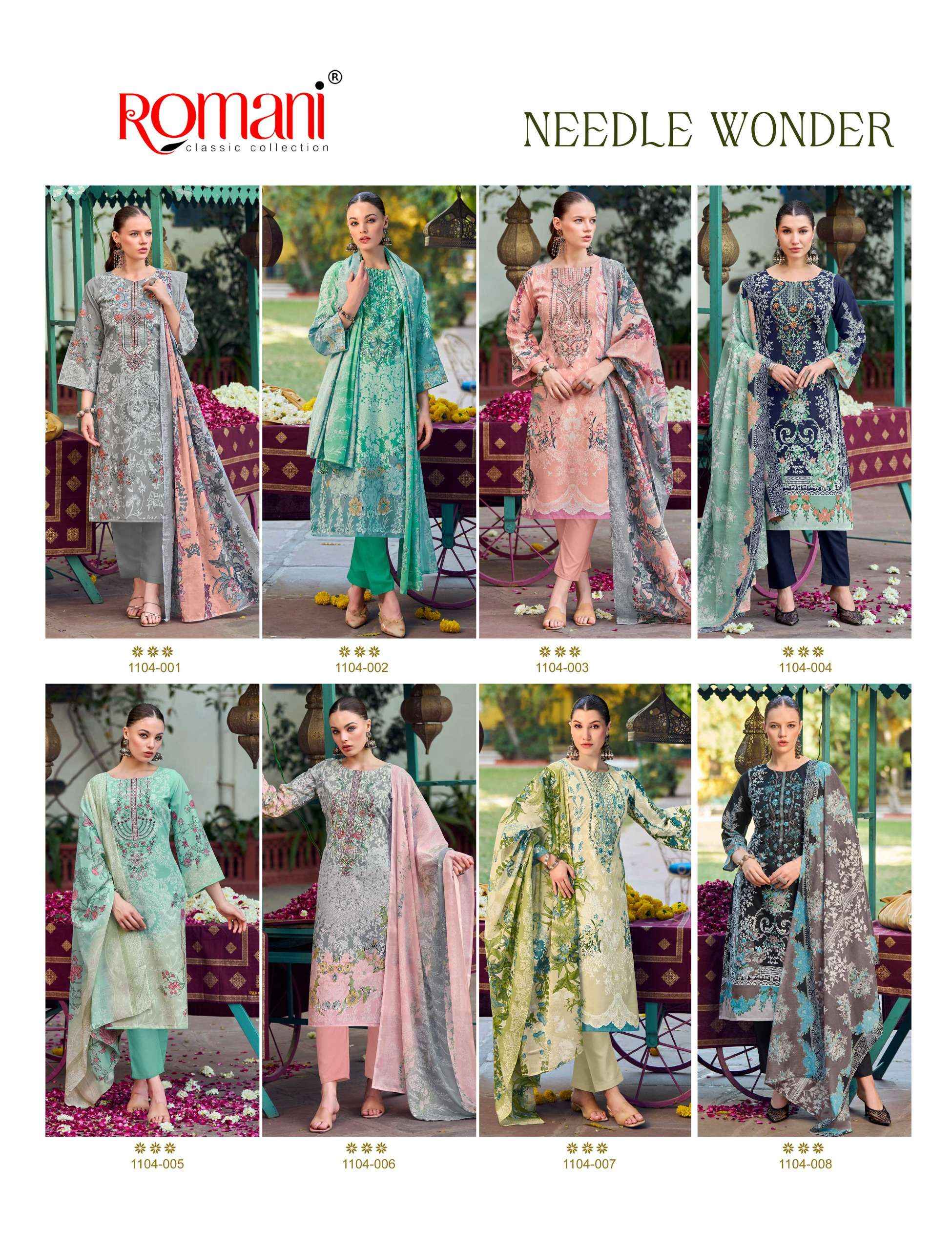 Romani Needle Wonder Cotton Dress Material 8 pcs Catalogue