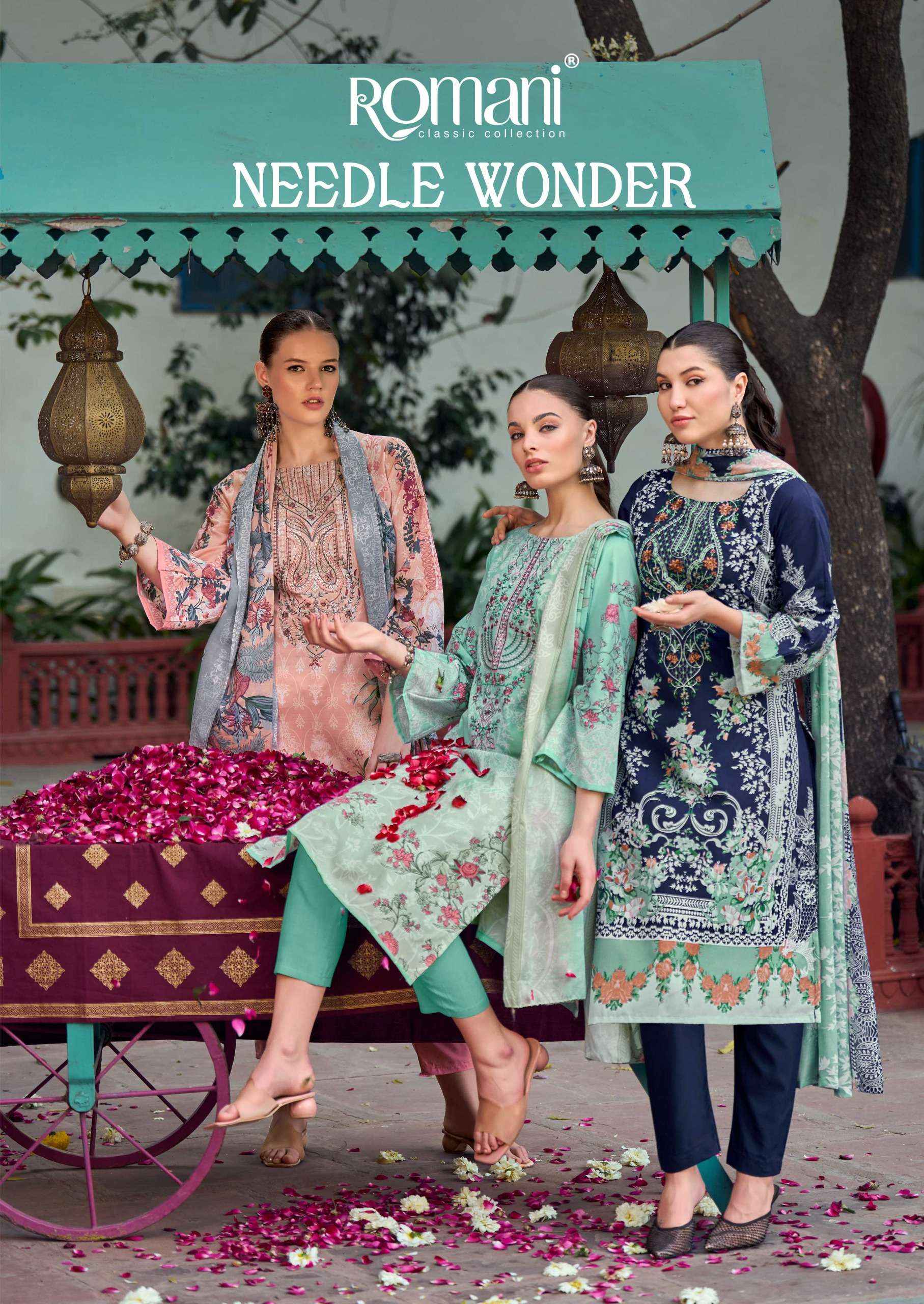 Romani Needle Wonder Cotton Dress Material 8 pcs Catalogue