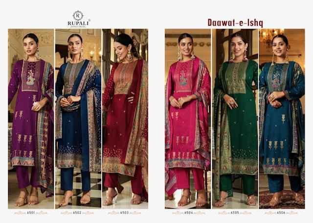 Rupali Fashion Daawat E Ishq Jam Satin Dress Material 6 pcs Catalogue