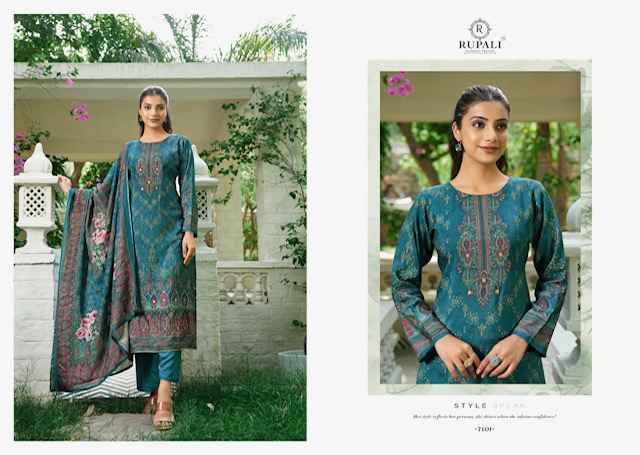 Rupali Fashion Florous Viscouse Musline Dress Material 4 pcs Catalogue