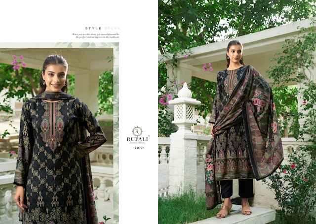 Rupali Fashion Florous Viscouse Musline Dress Material 4 pcs Catalogue