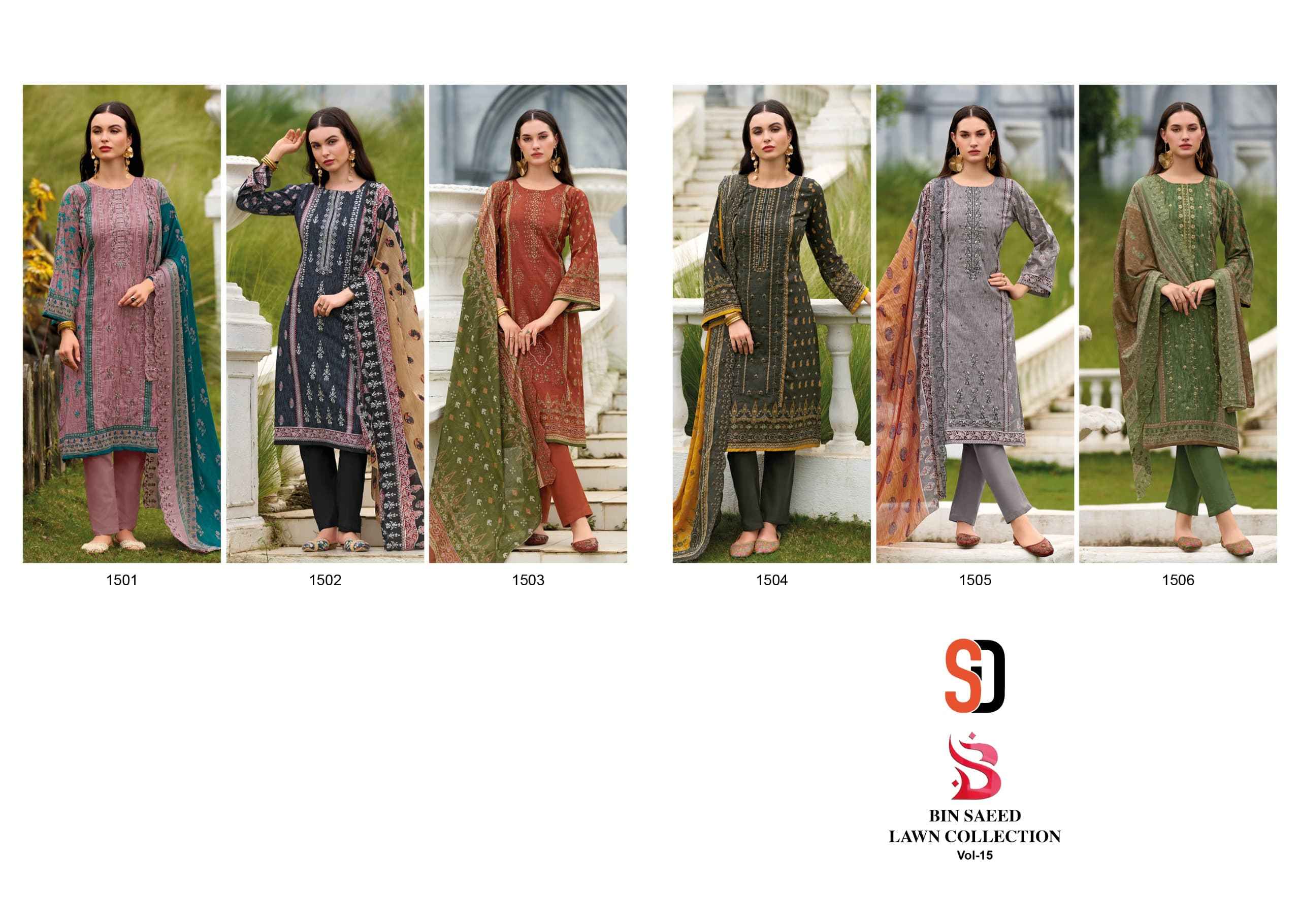 Shraddha Designer Bin Saeed Vol 15 Cotton Dress Material 6 pcs Cataloge