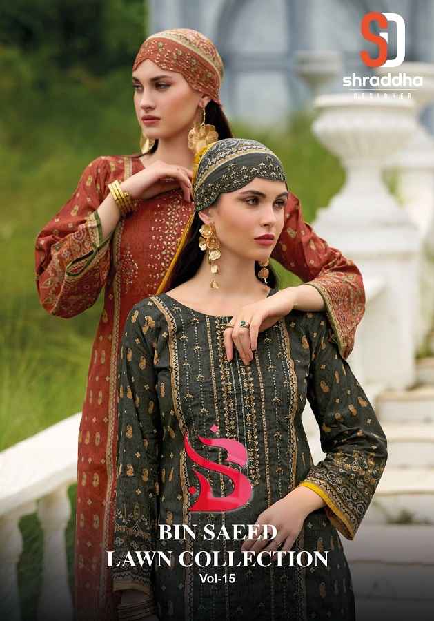 Shraddha Designer Bin Saeed Vol 15 Cotton Dress Material 6 pcs Cataloge