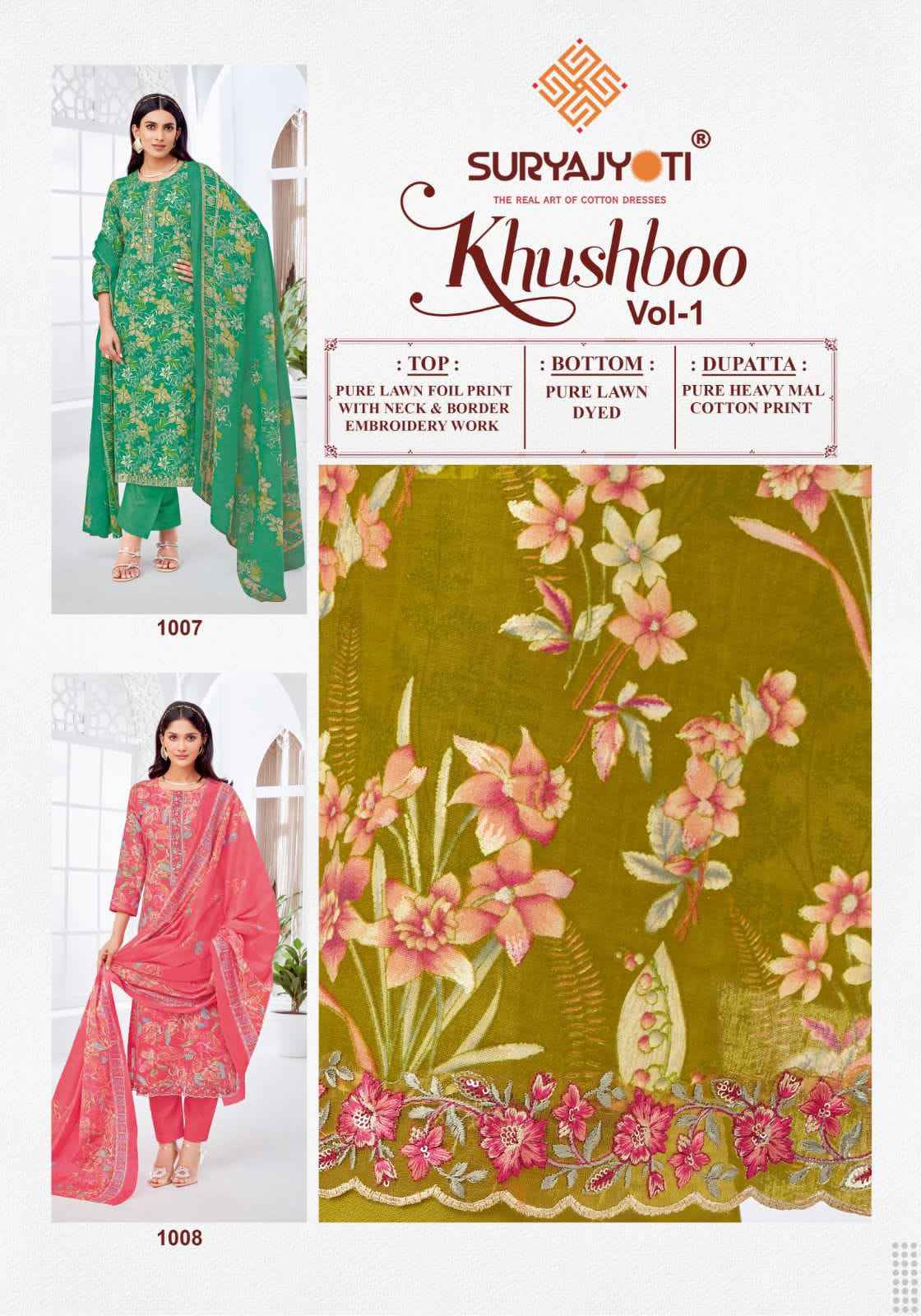 Suryajyoti Khusboo Vol 1 Lawn Dress Material 8 Pc Catalouge