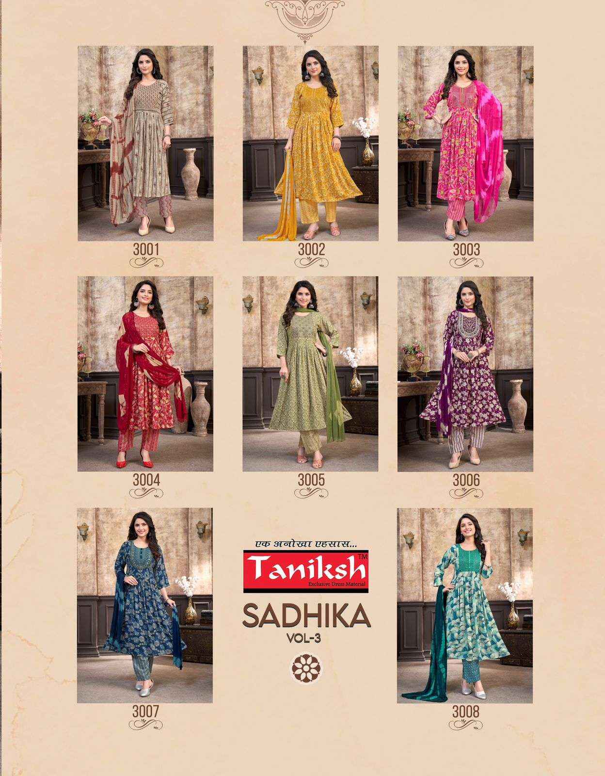 Taniksh Sadhika Vol 3 Rayon Kurti Combo 8 pcs Catalogue