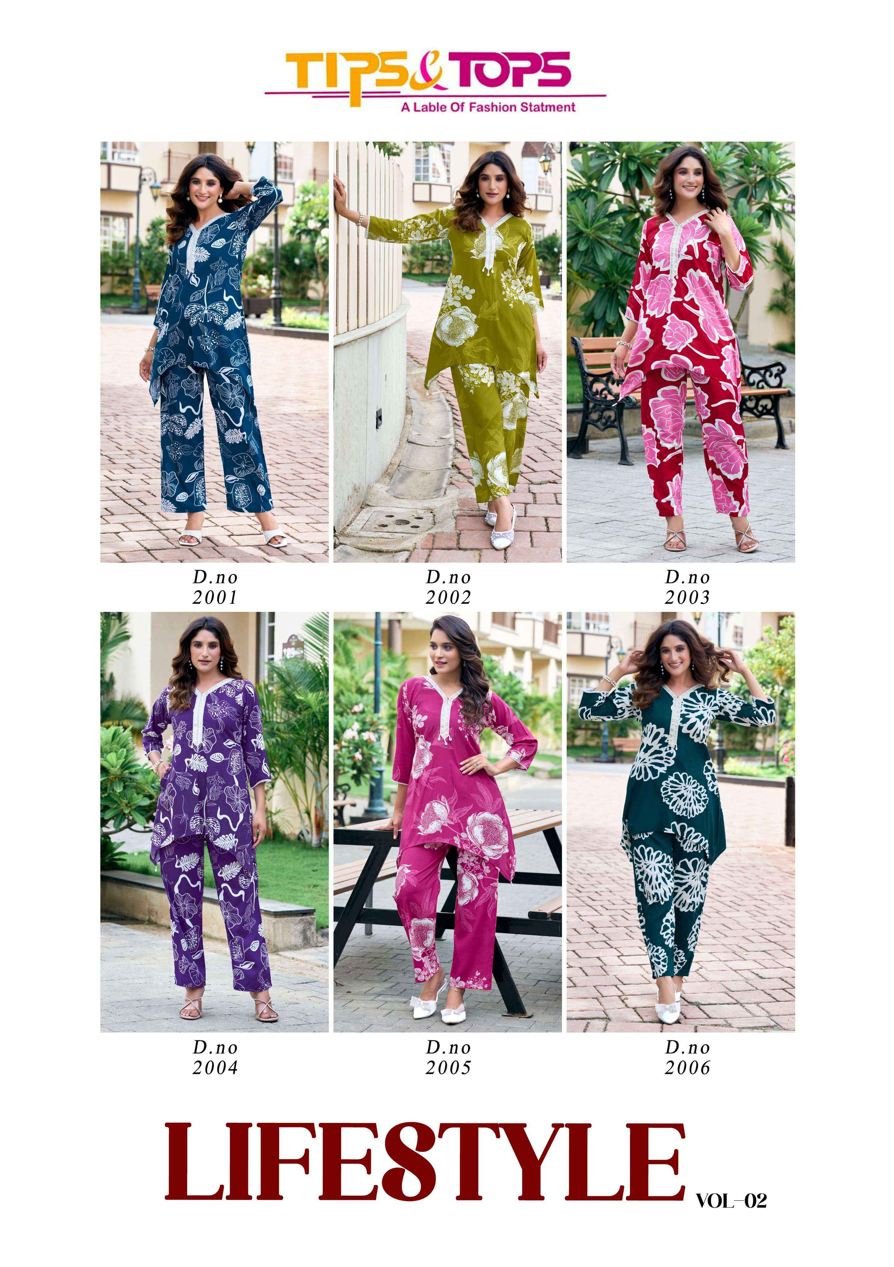 Tips & Tops Lifestyle Vol 2 Rayon Co ord set 6 pcs Catalogue