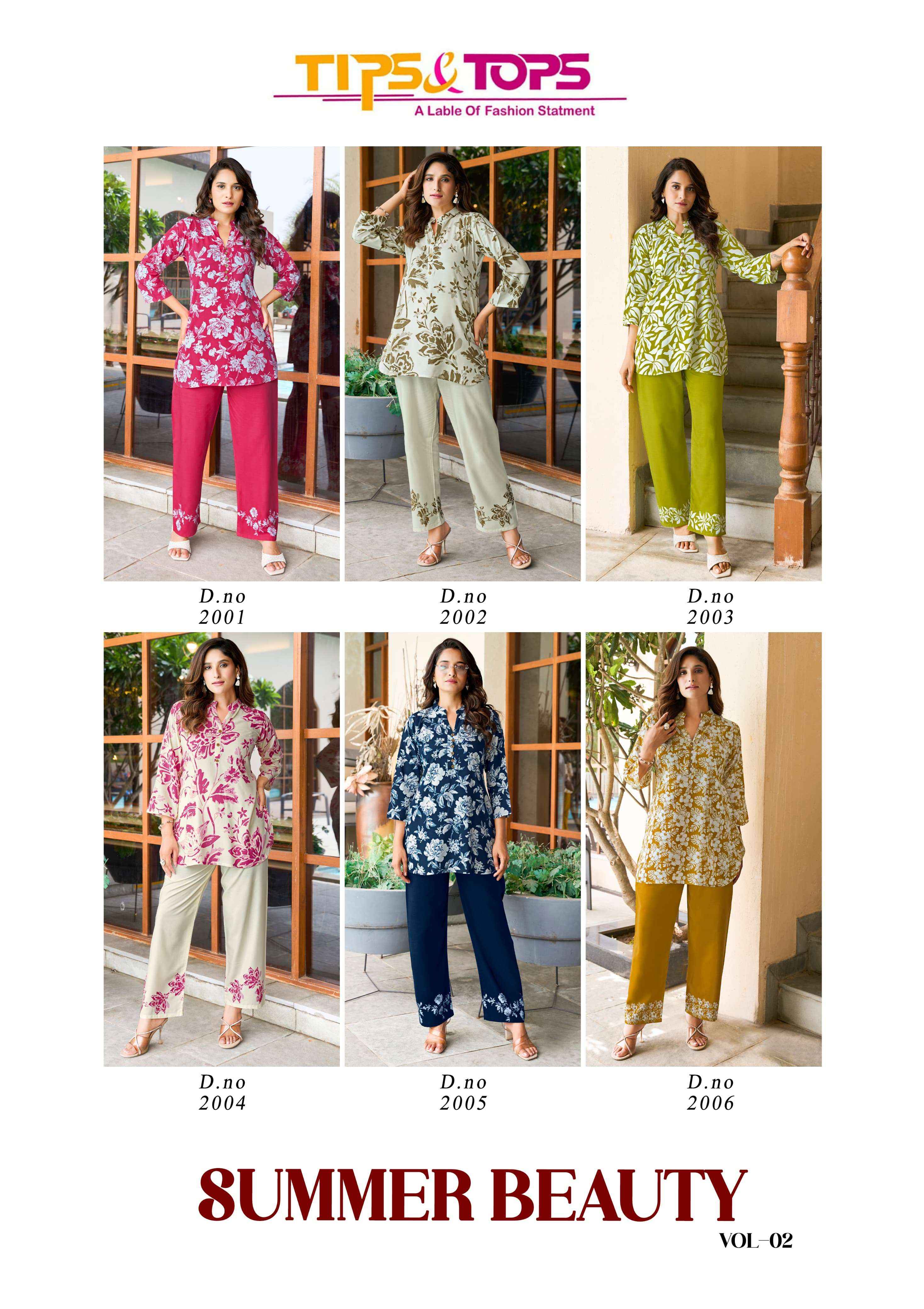 Tips & Tops Summer Beauty Vol 2 Rayon Kurti With Bottom 6 pcs Catalogue