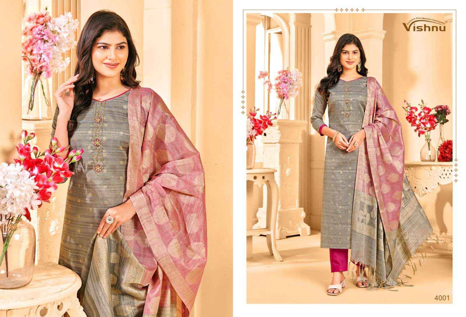 Vishnu Khanak Silk Dress Material 10 pcs Catalogue