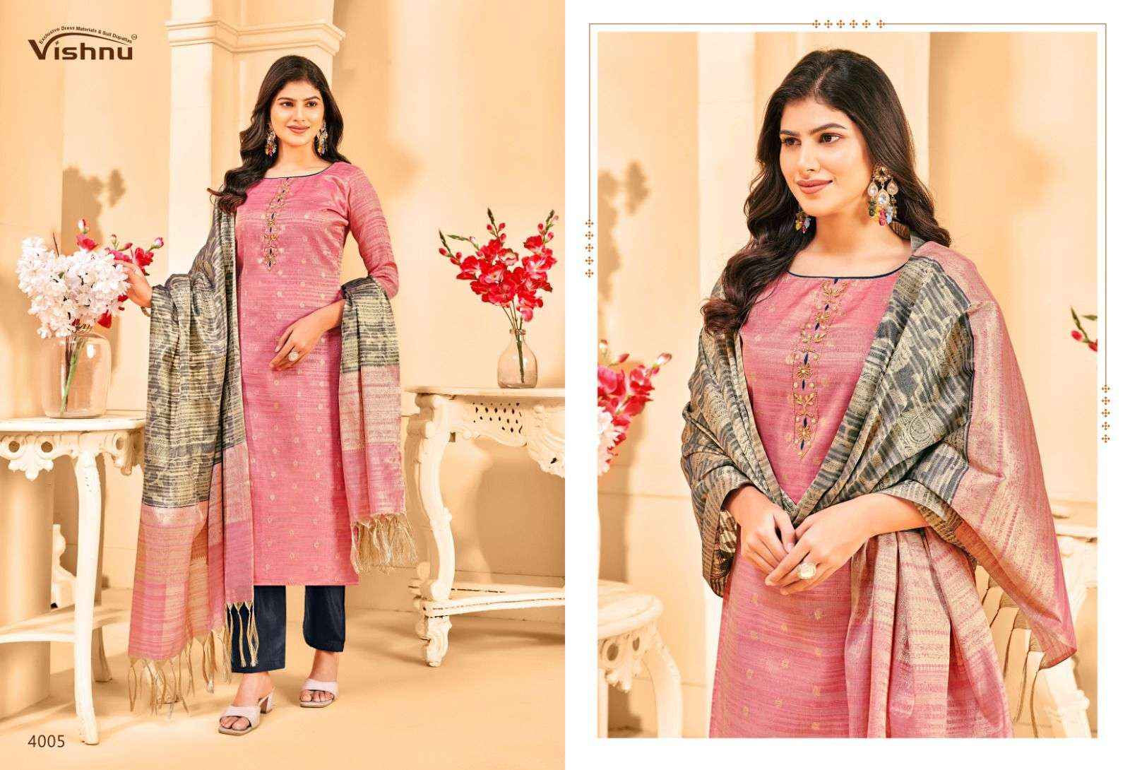 Vishnu Khanak Silk Dress Material 10 pcs Catalogue