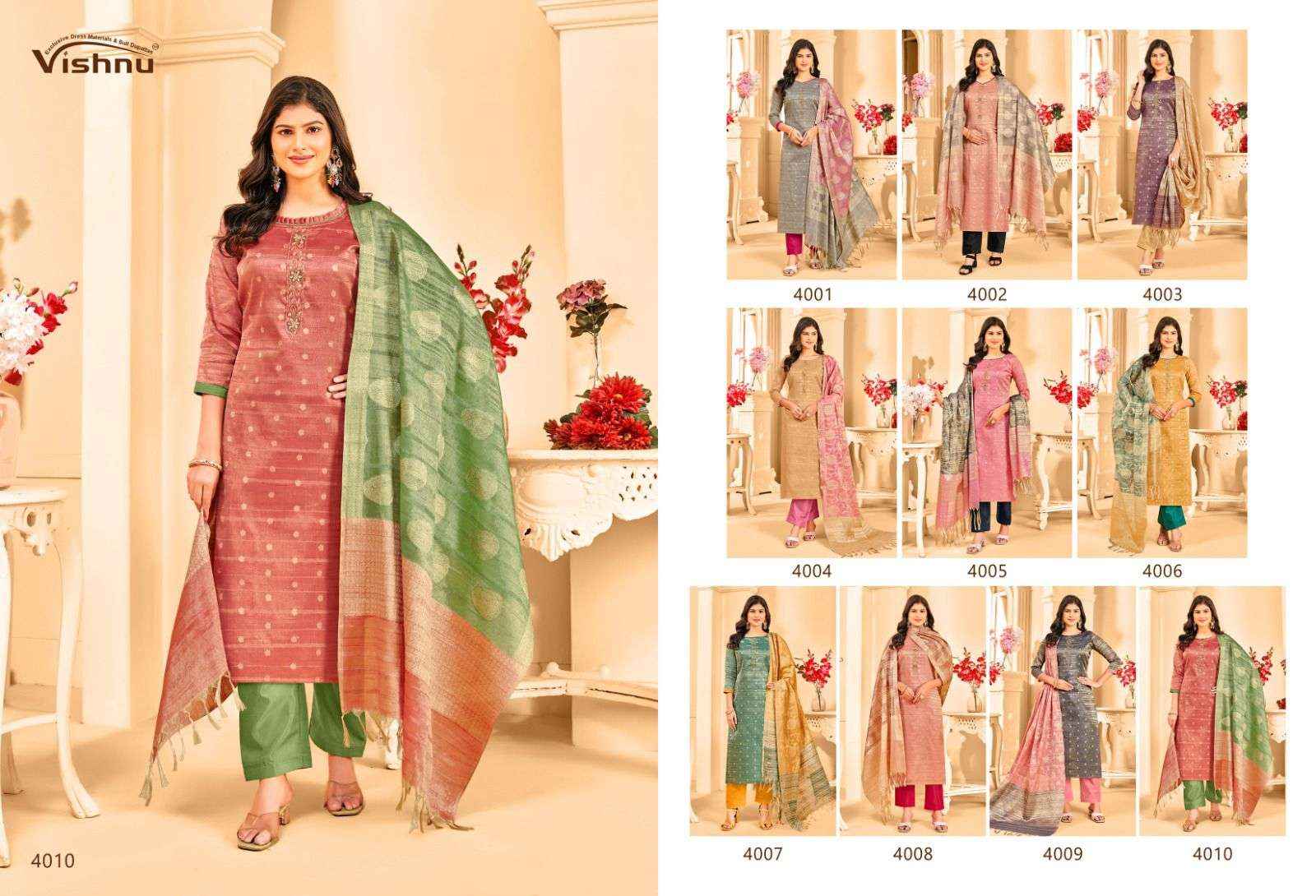 Vishnu Khanak Silk Dress Material 10 pcs Catalogue