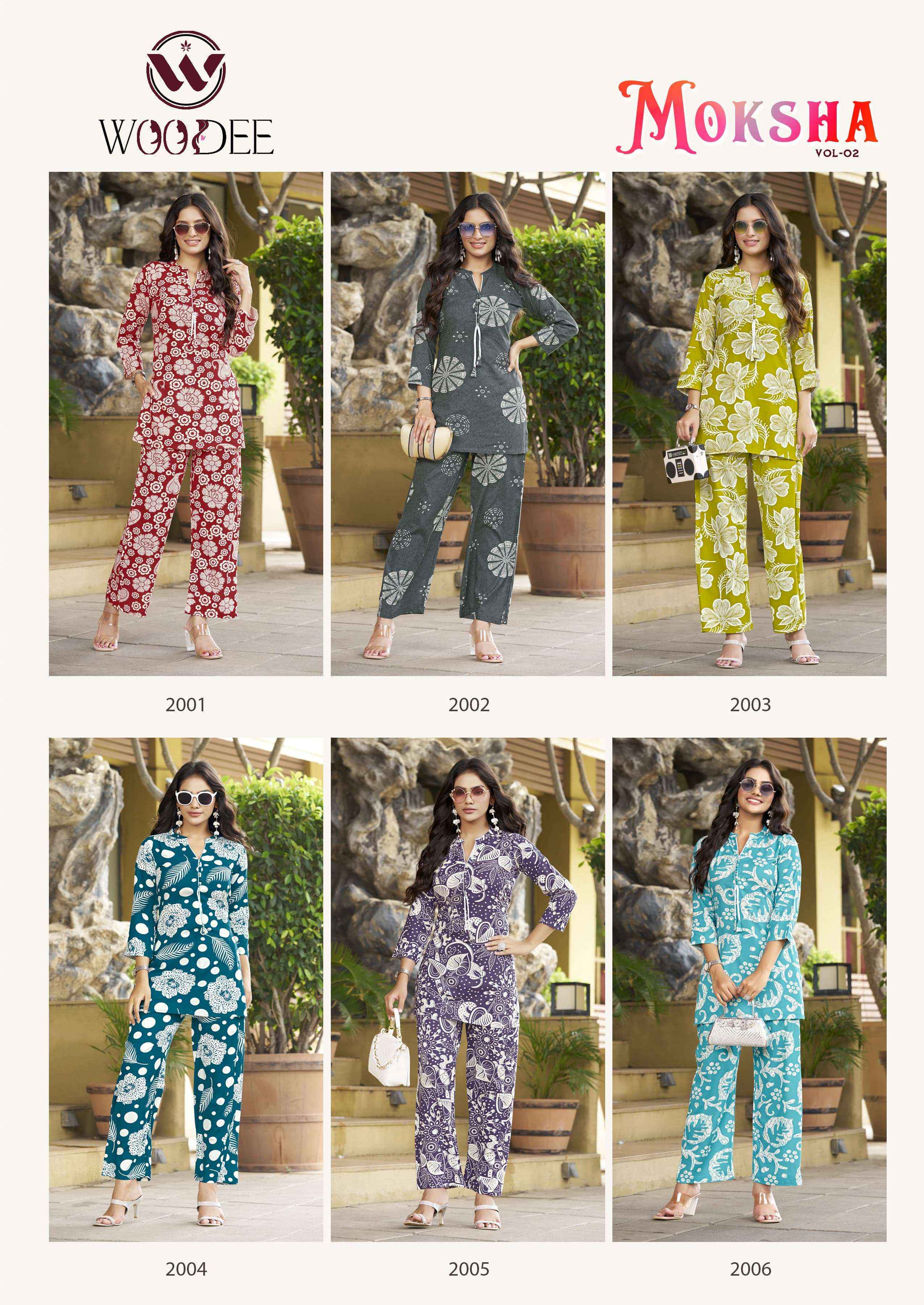 Woodee Moksha Vol 2 Rayon Co-Ord Set 6 pcs Catalogue