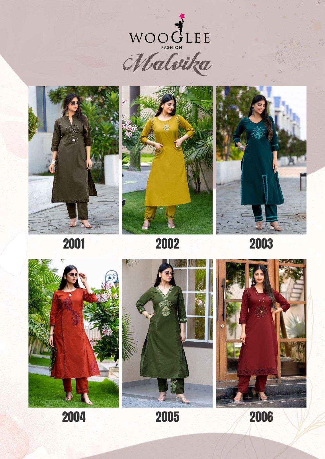 Wooglee Malvika Cotton Kurti With Bottom 6 pcs Catalogue