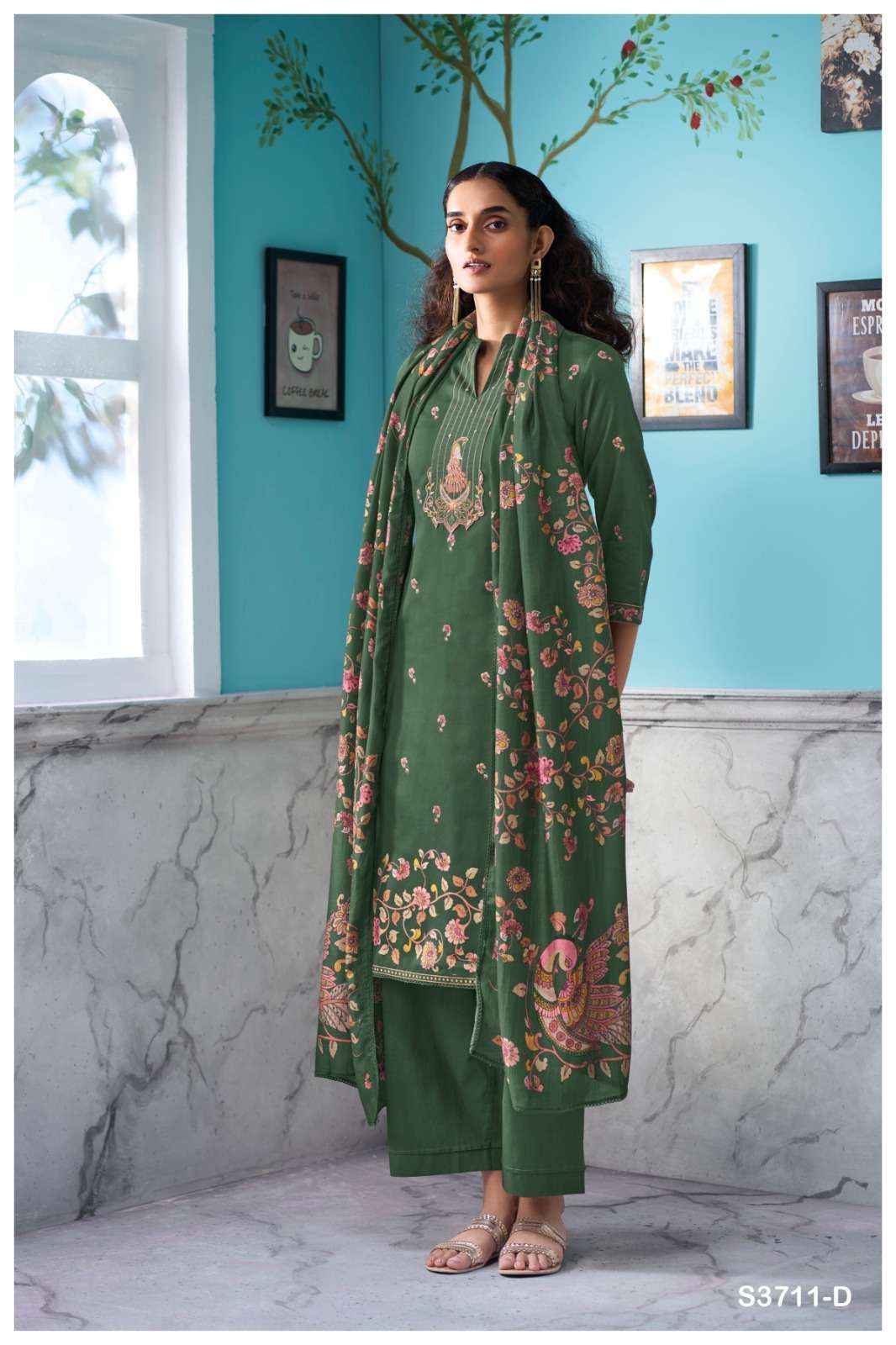 Ganga Azura 3711 Satin Cotton Dress Material wholesale ganga suits