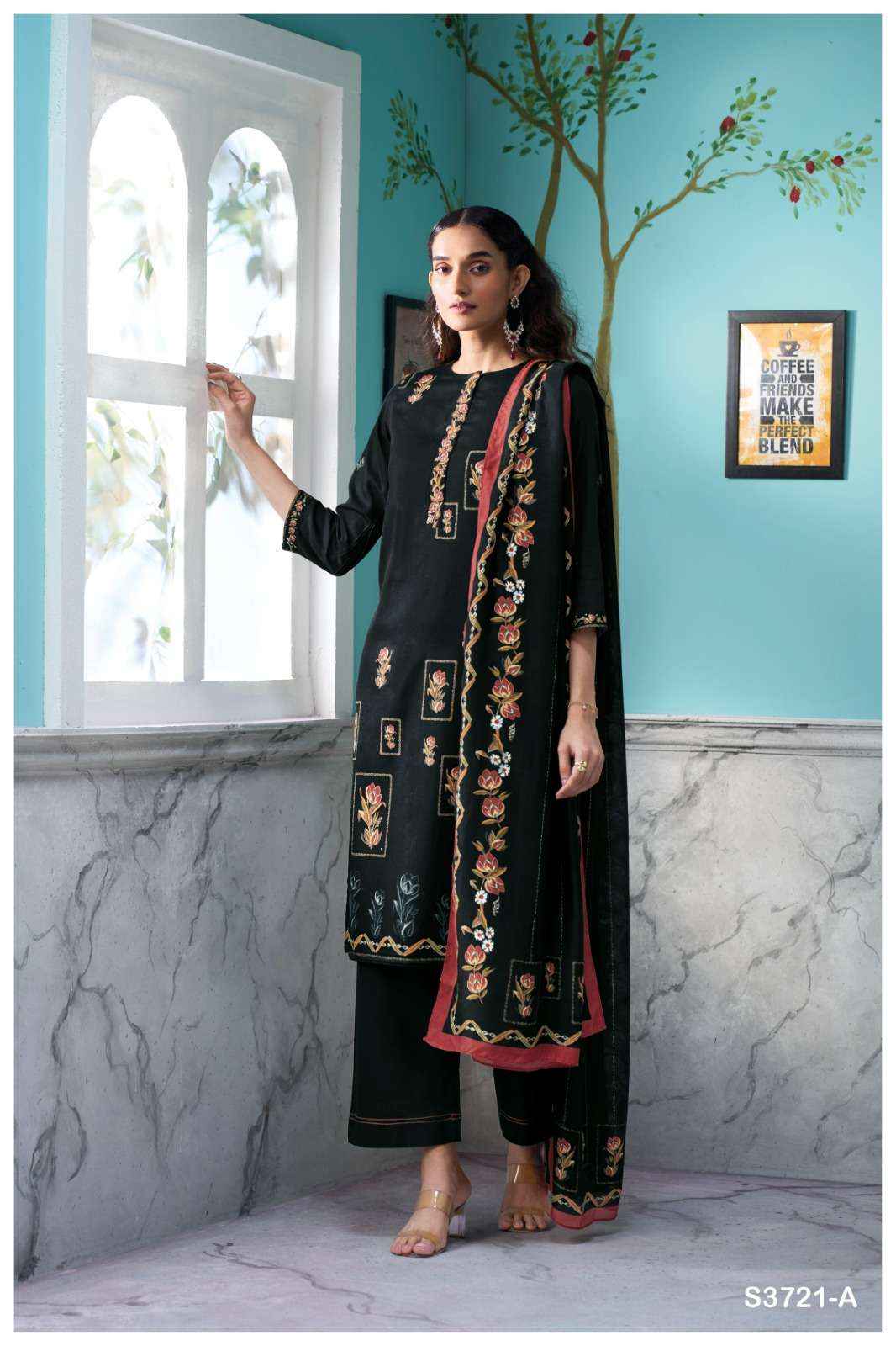 cotton satin dress material Ganga Breyathi 3721 Cotton Satin Dress Material wholesale ganga suits supplier online