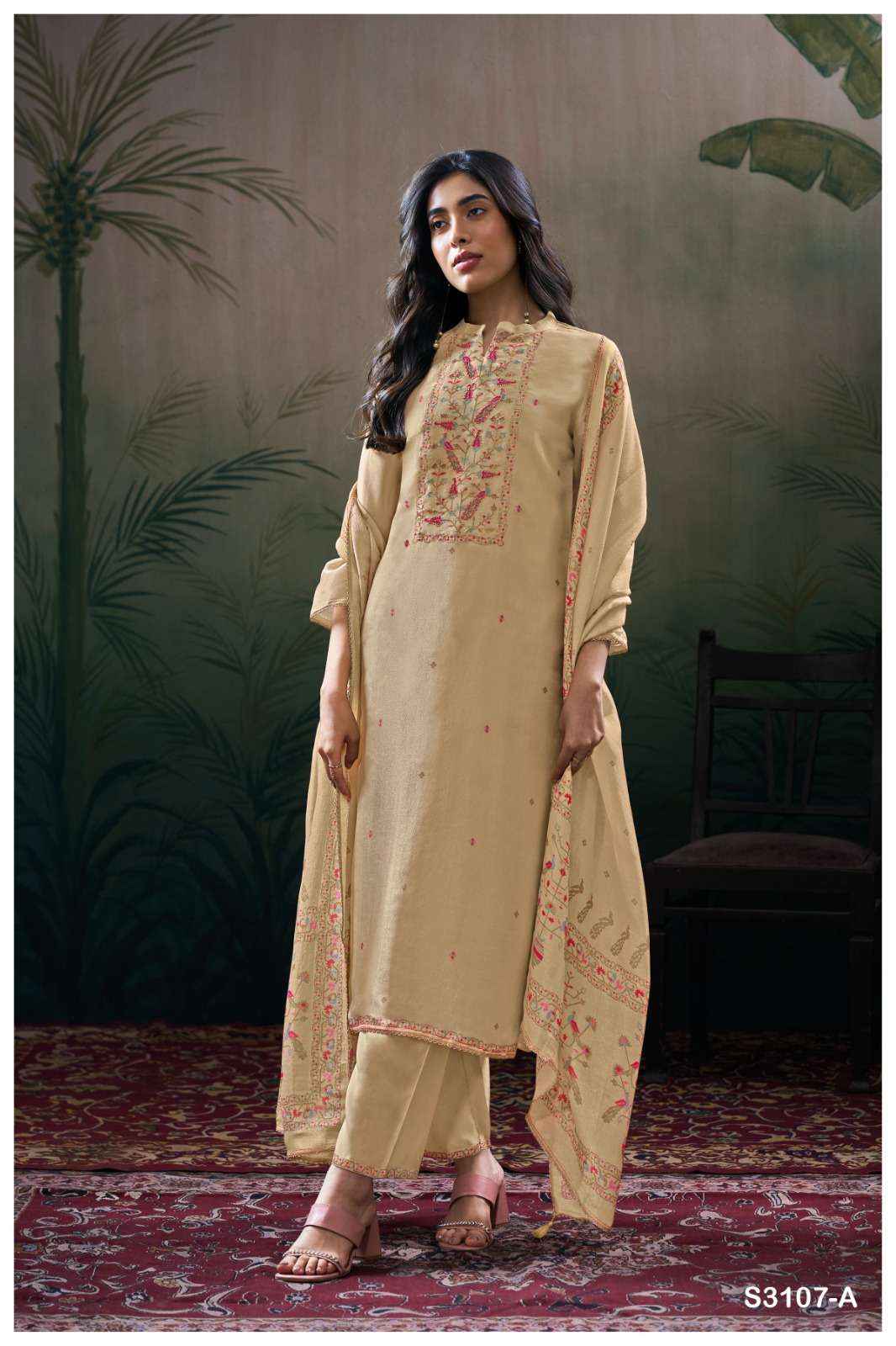 Ganga Dhanvika 3107 Silk Jacqurad Dress Material 4 pcs Catalogue