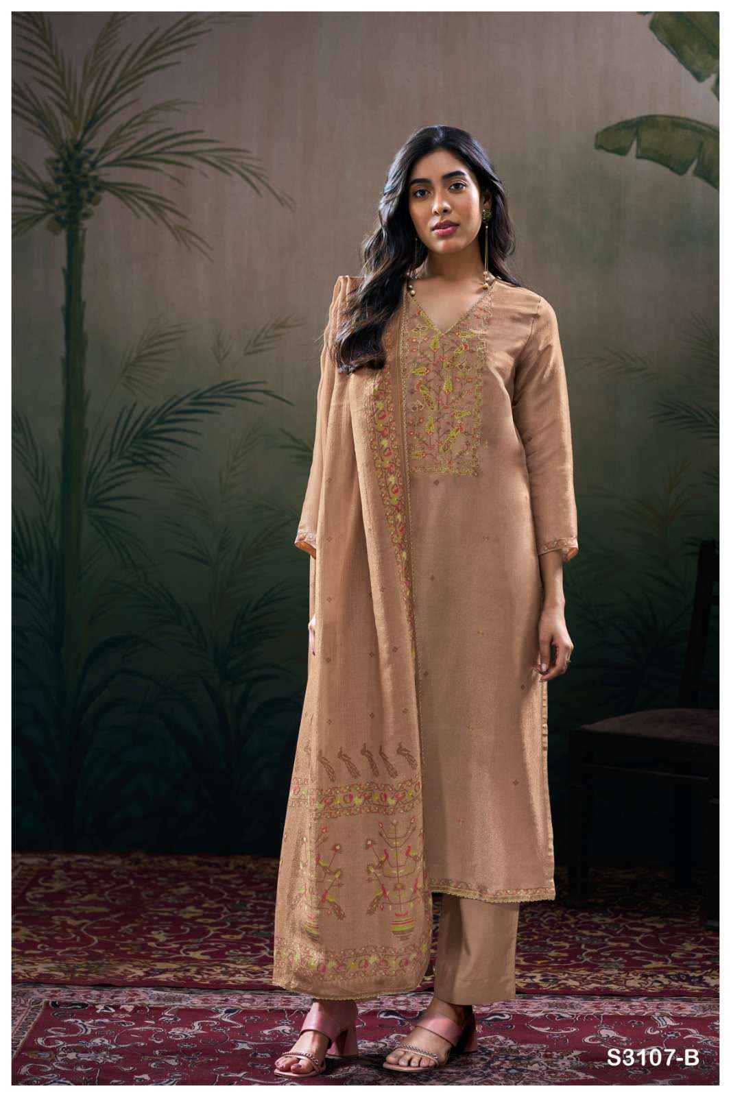 Ganga Dhanvika 3107 Silk Jacqurad Dress Material 4 pcs Catalogue