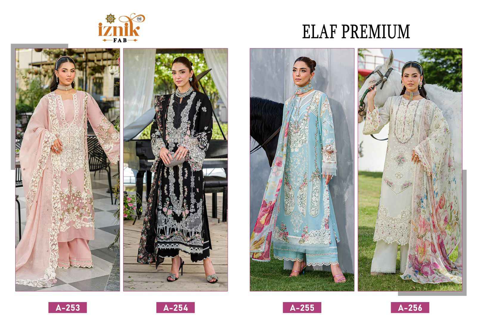 Iznik Fab Elaf Premium Cotton Dress Material 4 pcs Catalogue