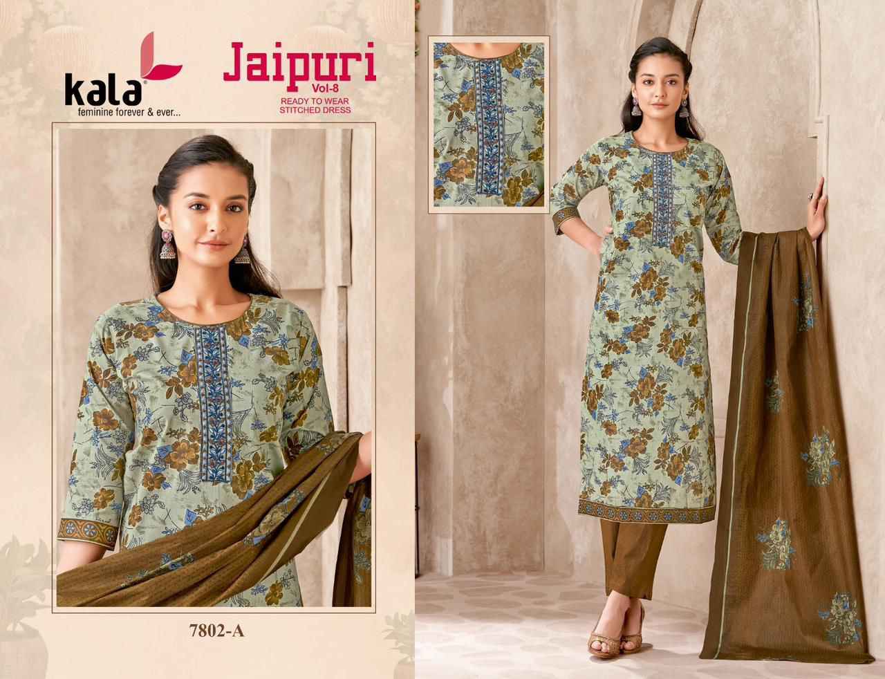 Kala Jaipuri Vol 8 Readymade Cotton Dress 12 Pc Catalogue