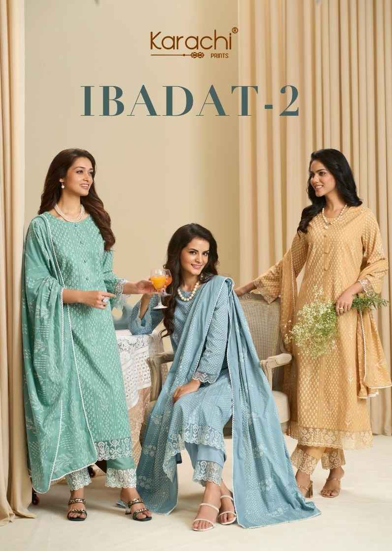 Karachi Prints Ibadat Vol 2 Camric Cotton Dress Material 6 pcs Catalogue