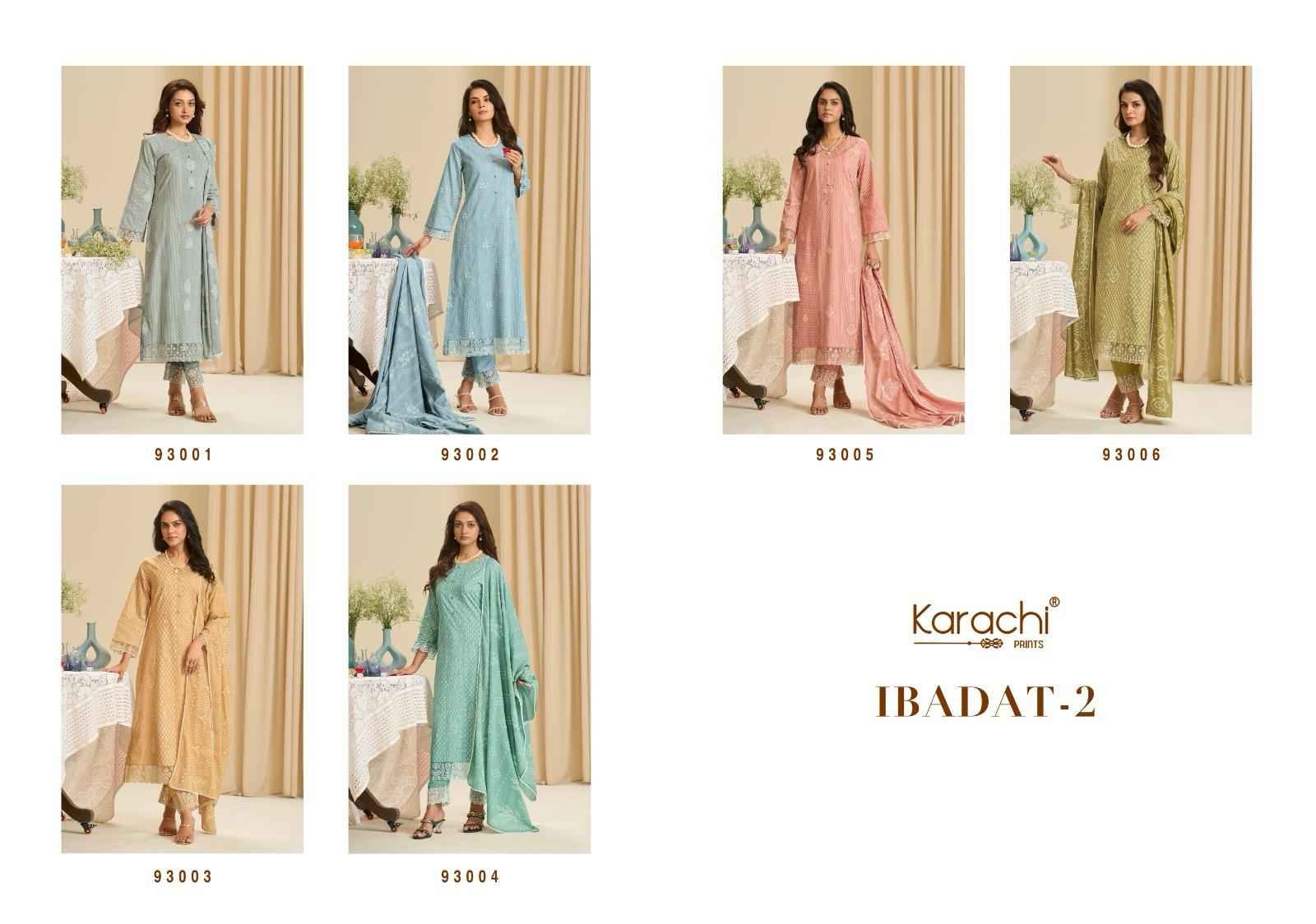 Karachi Prints Ibadat Vol 2 Camric Cotton Dress Material 6 pcs Catalogue