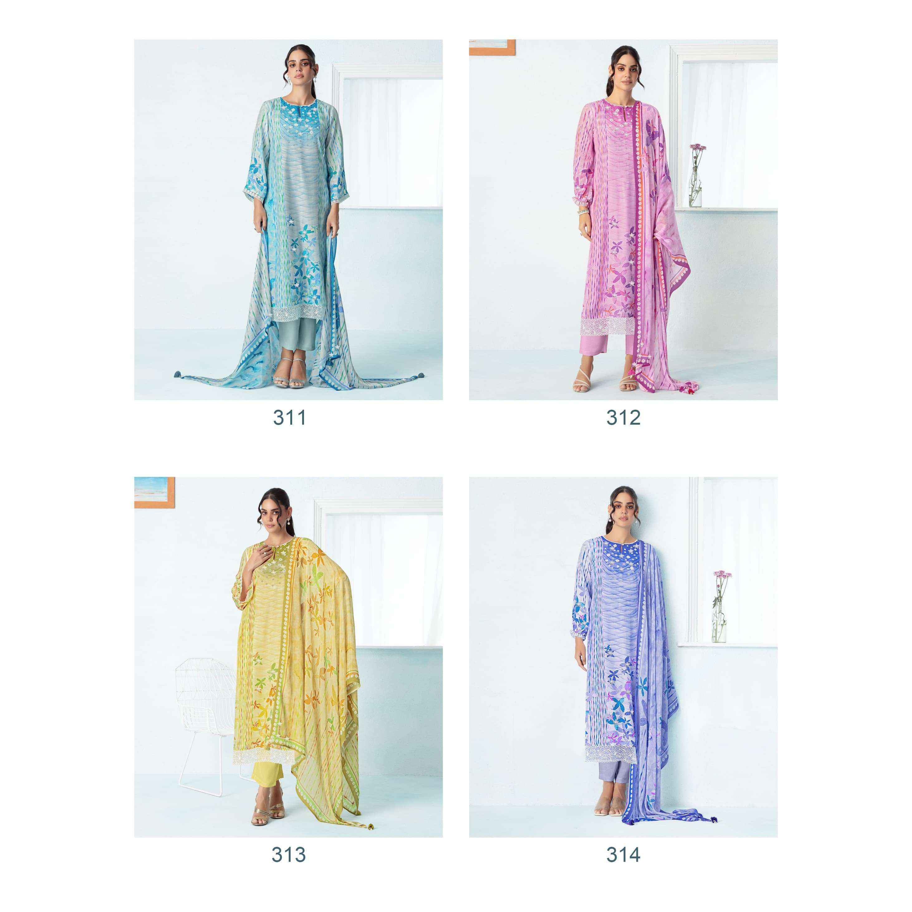 Kimora Sohni Ocean Vol 24 Muslin Dress Material 4 pcs Catalogue